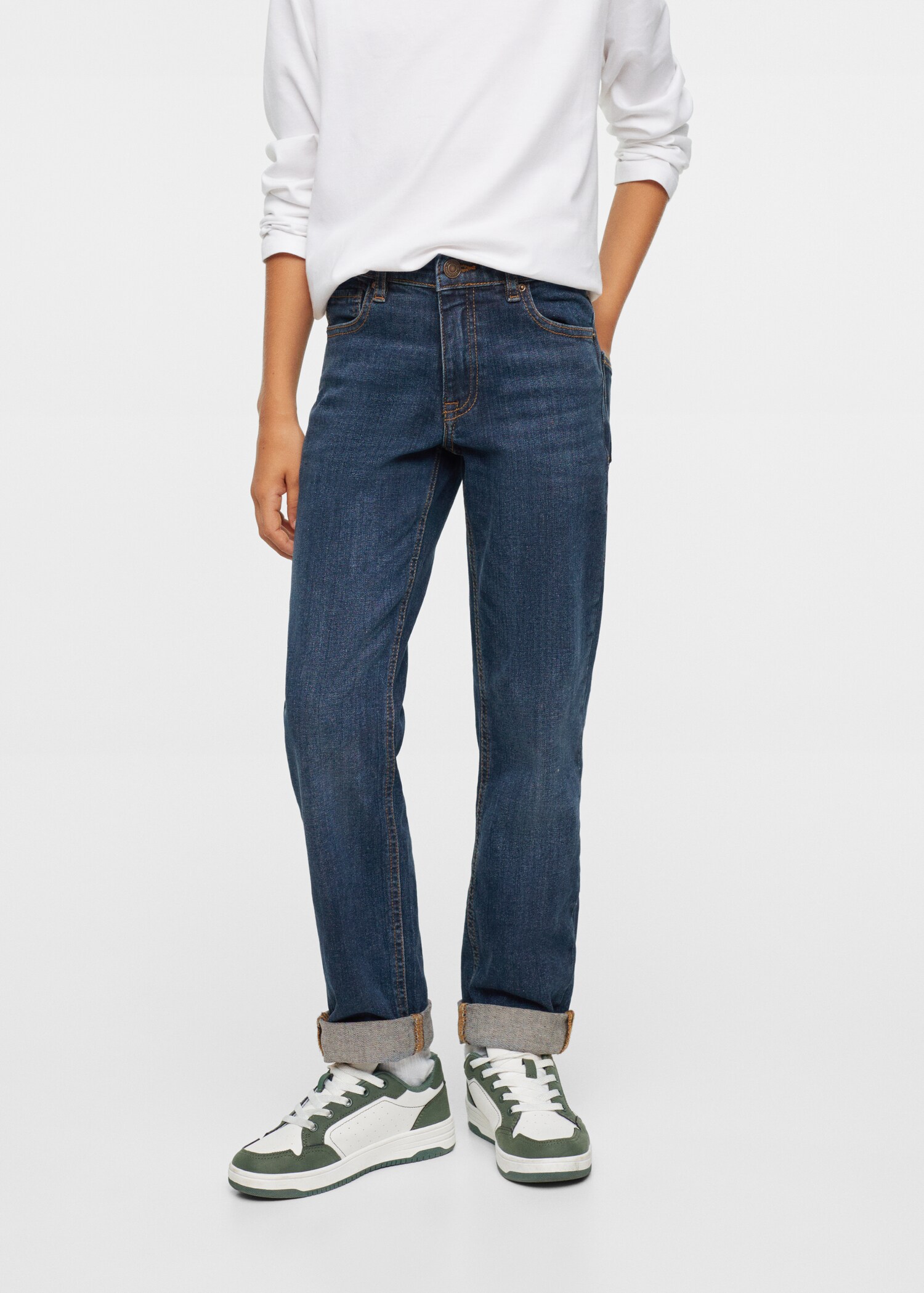 Jeans regular de base com dobra - Pormenor do artigo 1