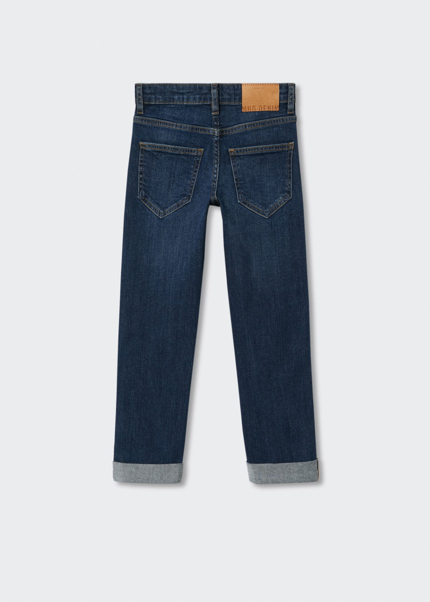Jeans regular de base com dobra - Verso do artigo