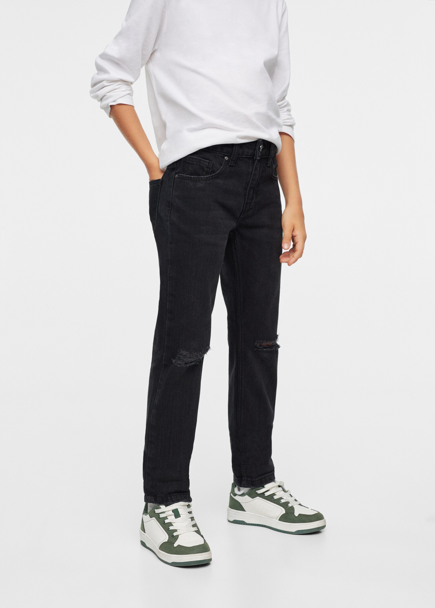 Decorative ripped regular jeans - Details of the article 1