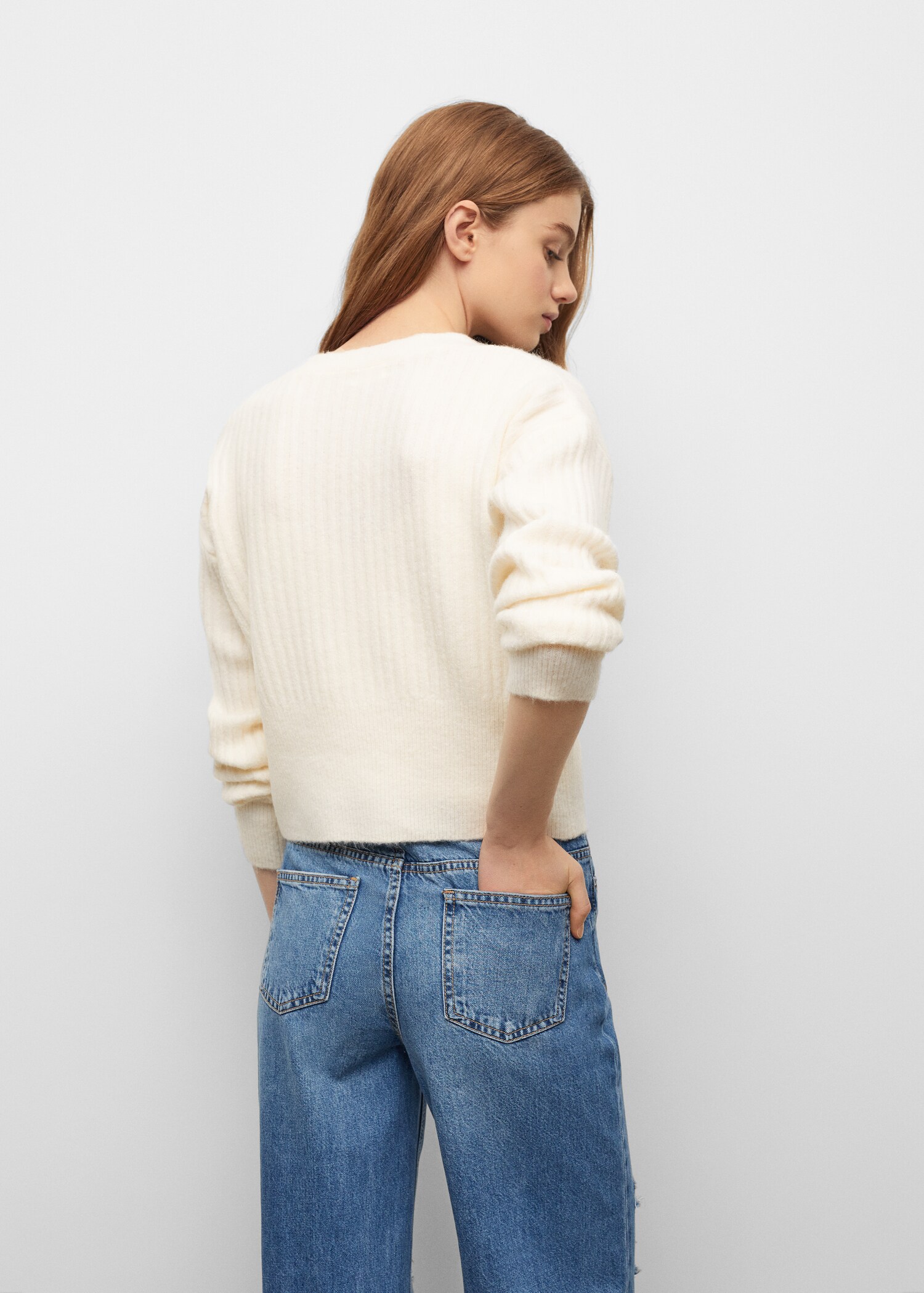Chenille knitted cardigan - Reverse of the article