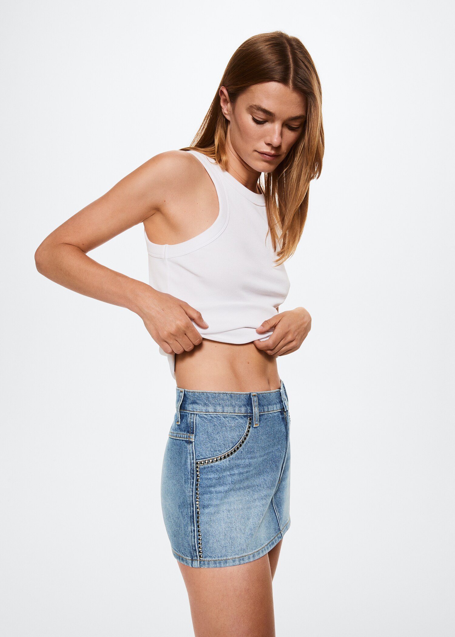 Studded denim mini-skirt - Details of the article 2
