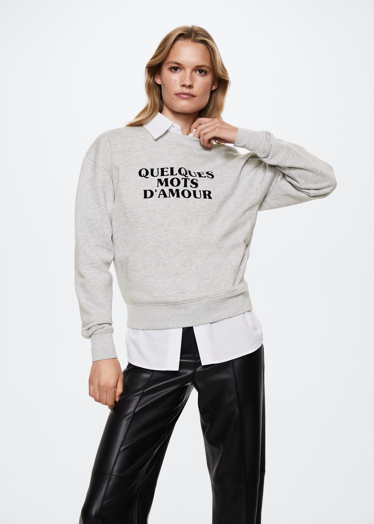 Baumwoll-Sweatshirt mit Aufschrift - Mittlere Ansicht