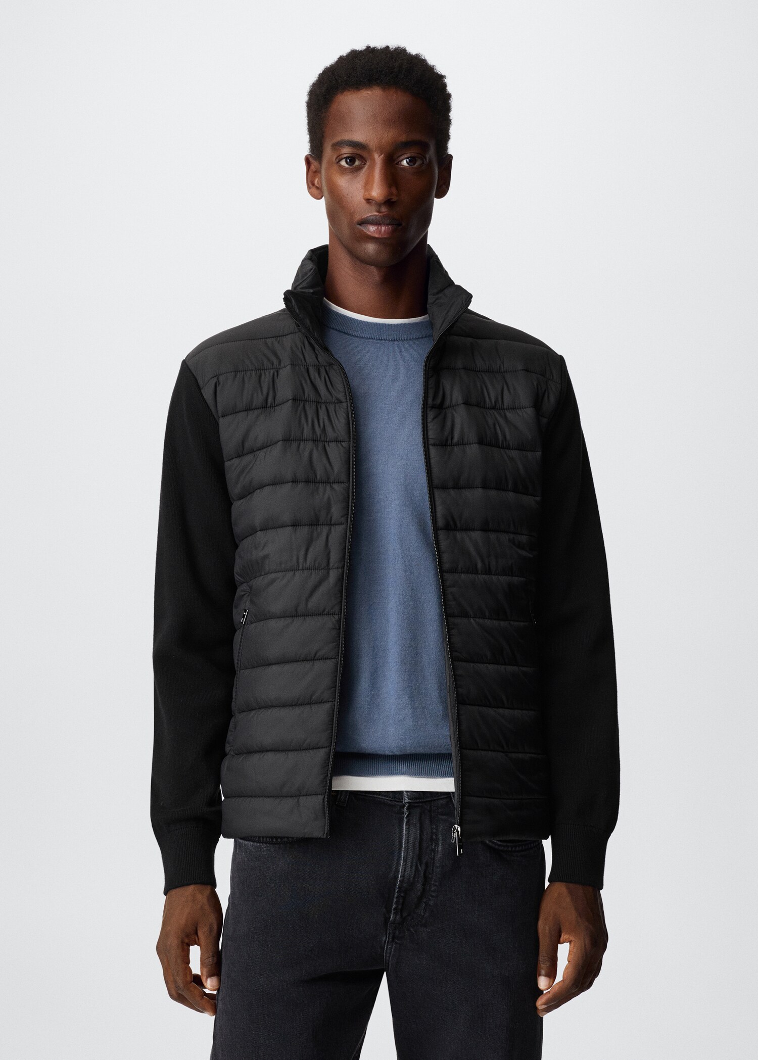 Padded jacket with knit sleeves - Medium plane