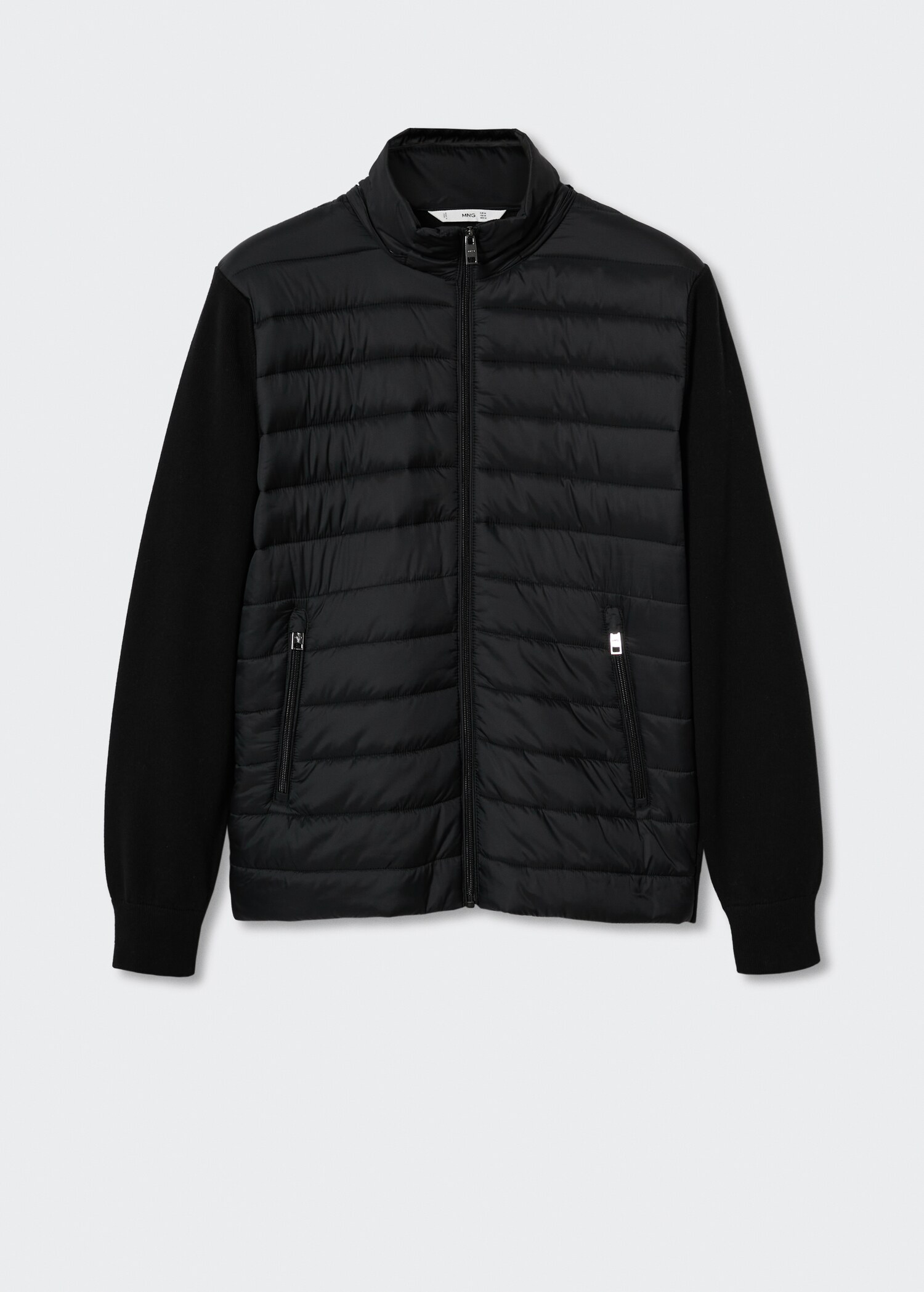 Padded jacket with knit sleeves - Article without model