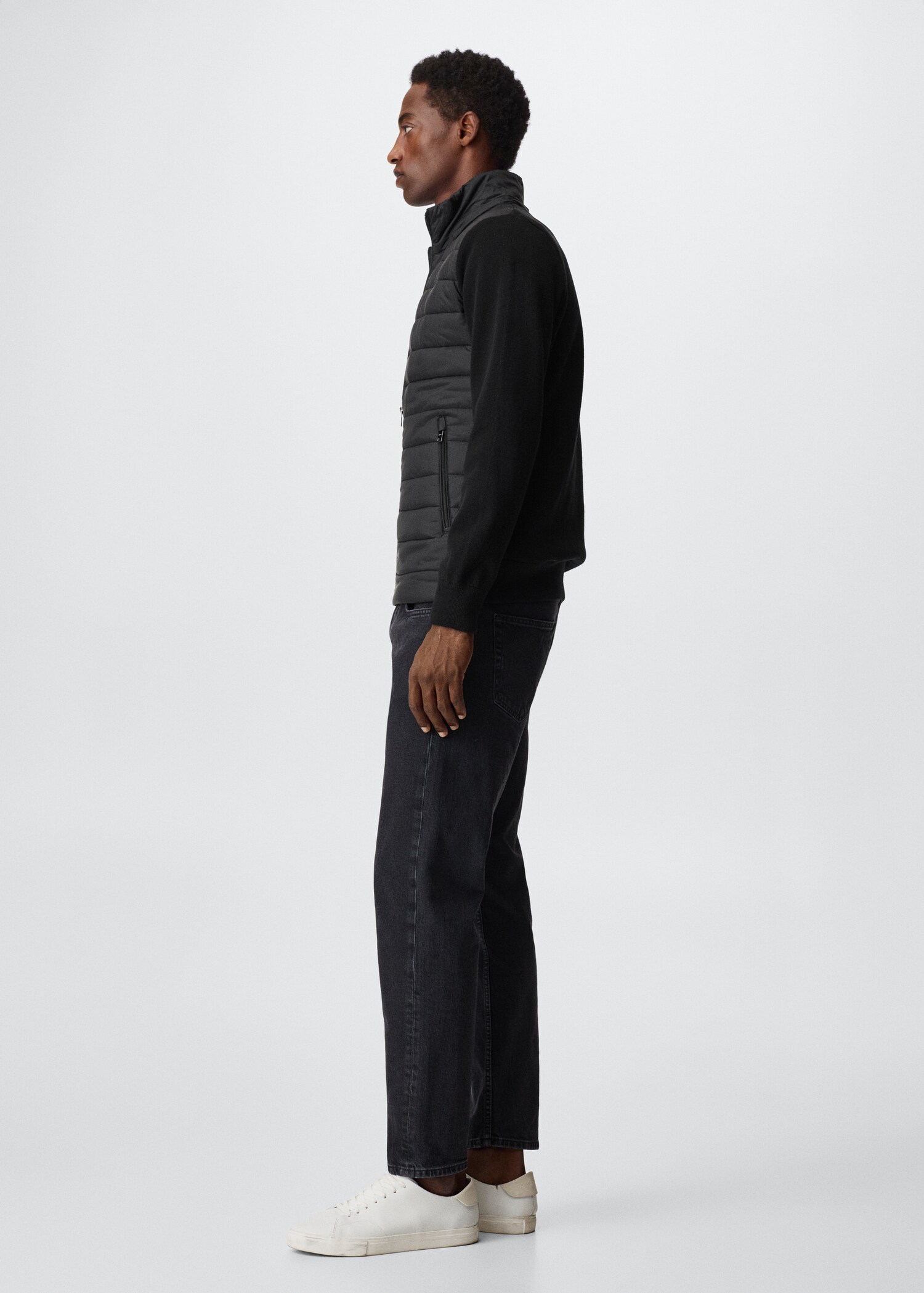 Padded jacket with knit sleeves - Details of the article 1