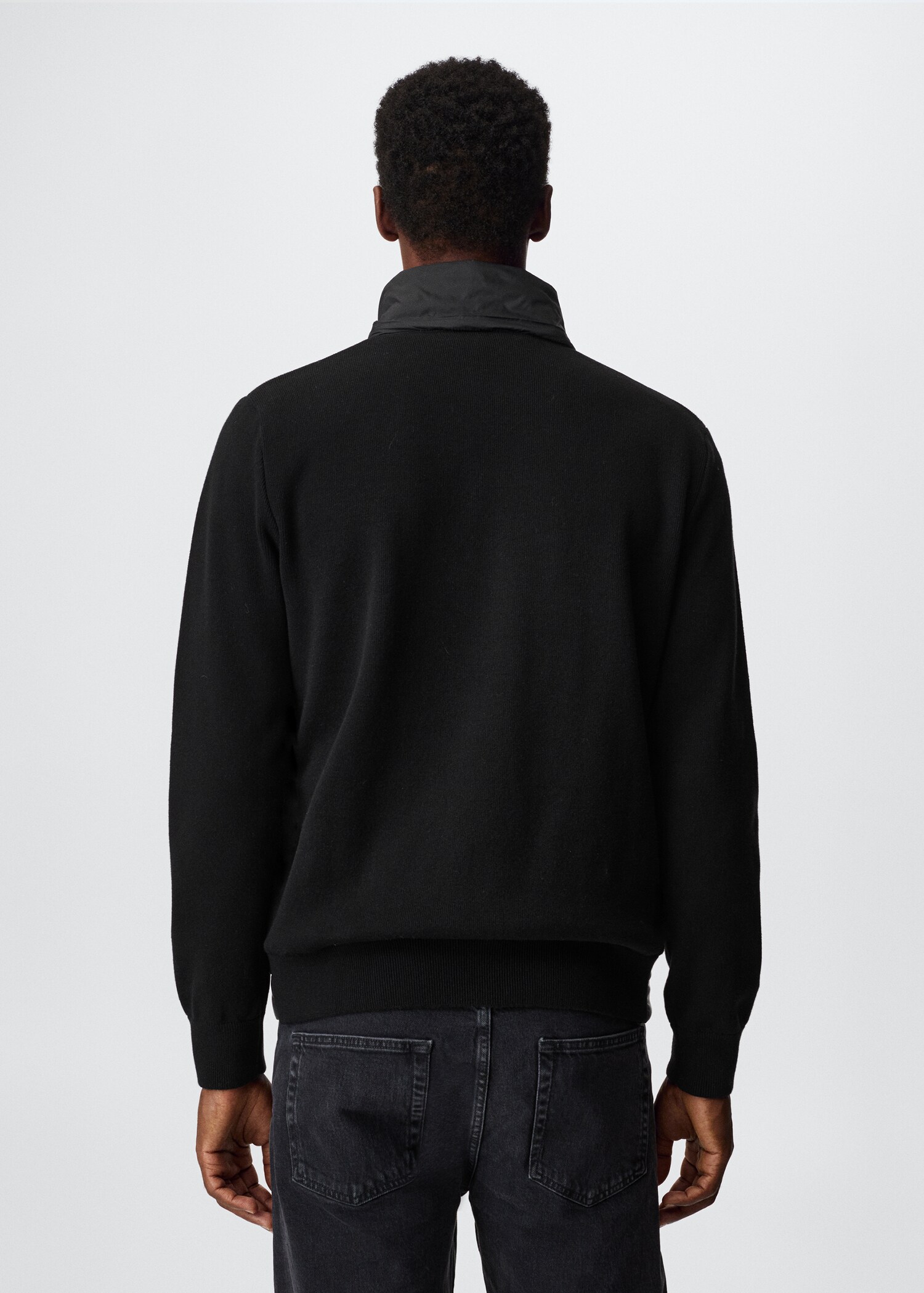 Padded jacket with knit sleeves - Reverse of the article