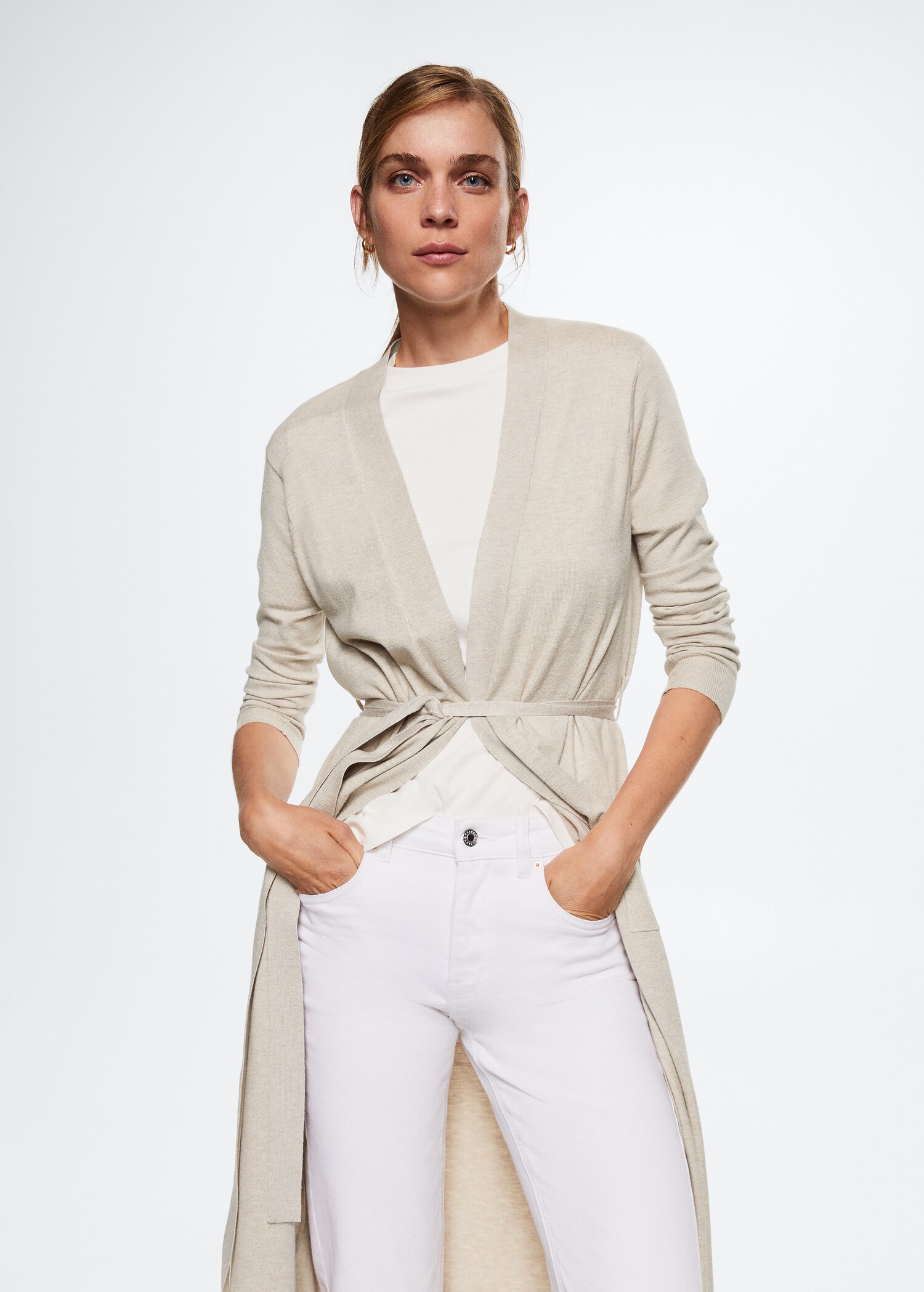 Bow long cardigan - Medium plane