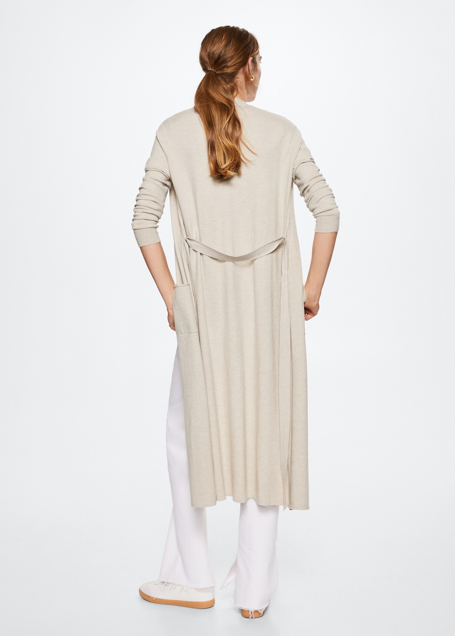 Bow long cardigan - Reverse of the article