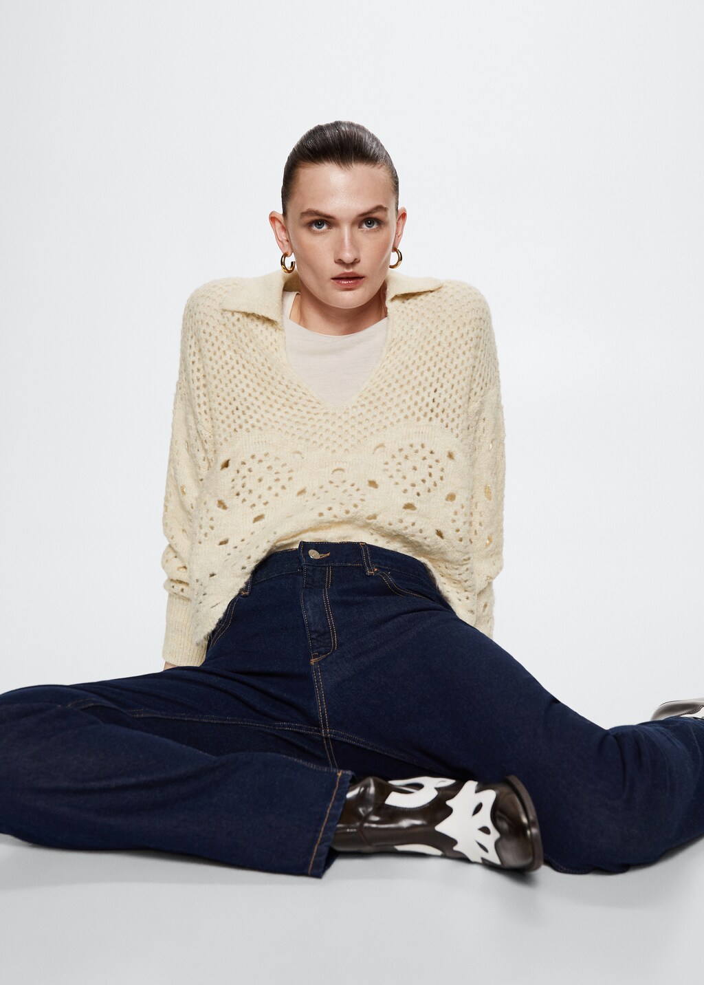 Pull en maille ajourée mango hotsell