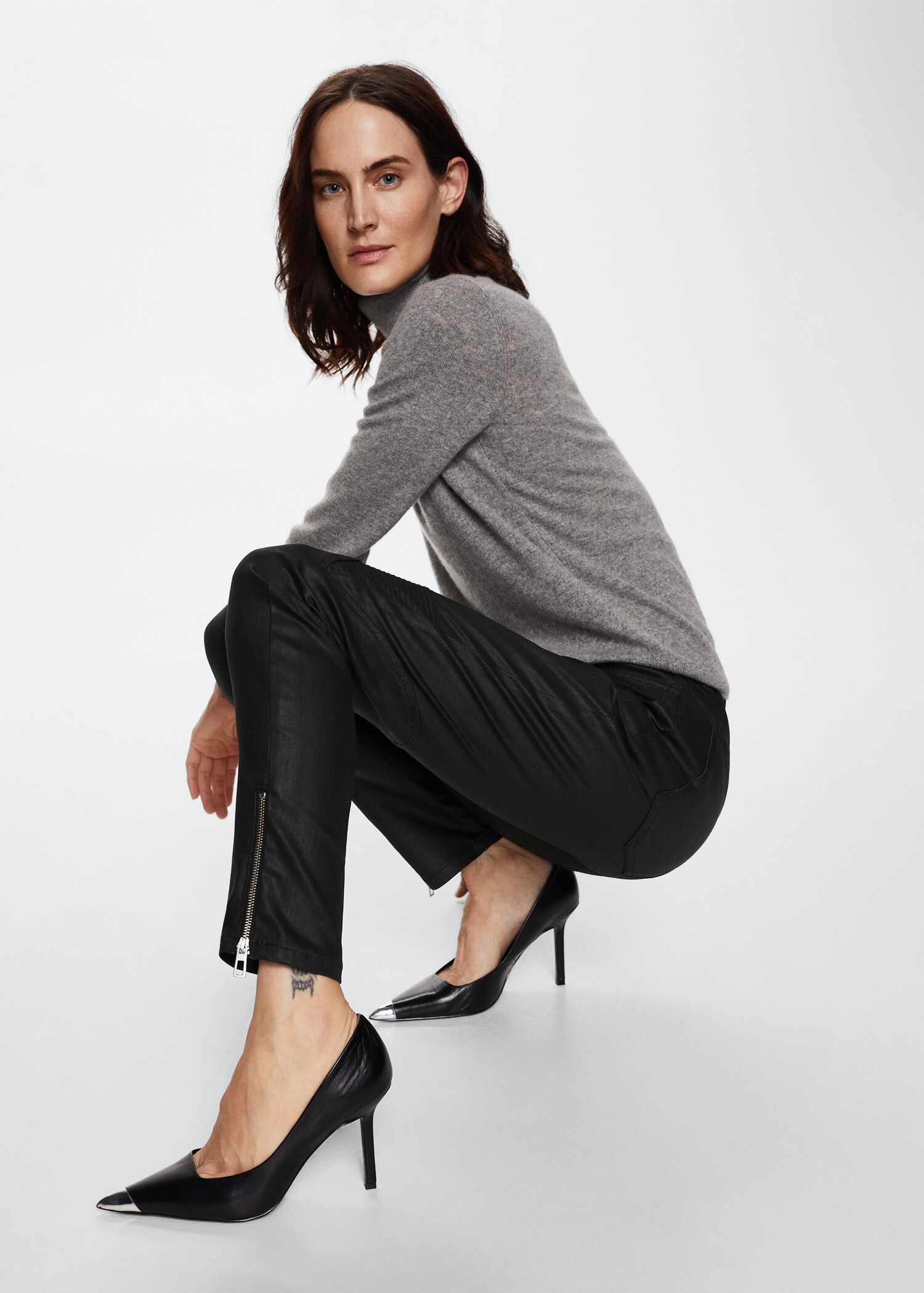 Waxed skinny biker jeans - Details of the article 2