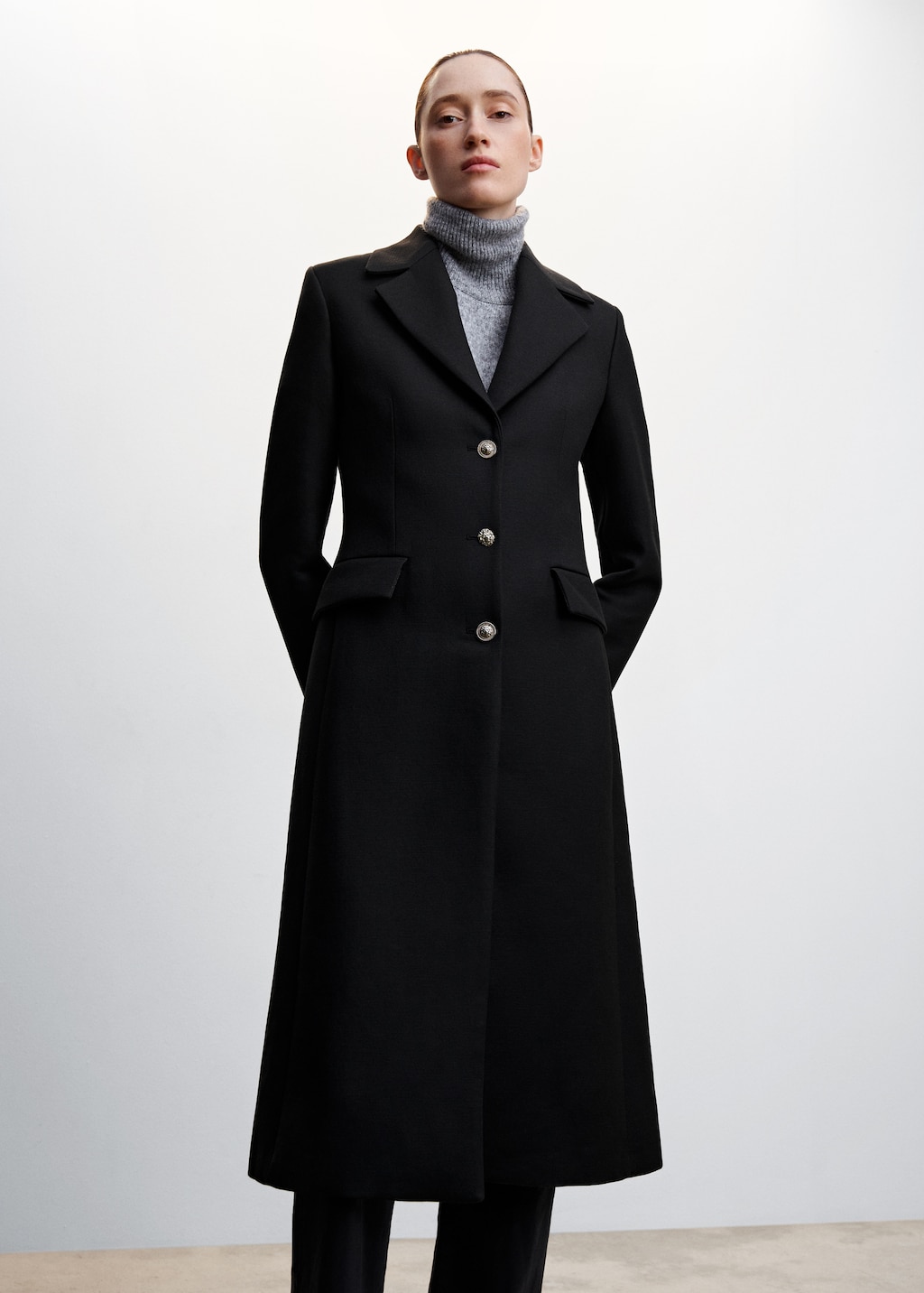 Metallic buttoned coat - Women | MANGO China Metallic buttoned coat - Women | MANGO China