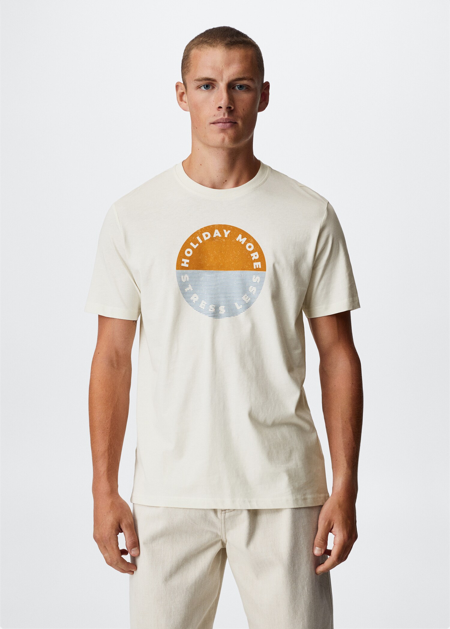 Bedrucktes Baumwoll-T-Shirt - Mittlere Ansicht