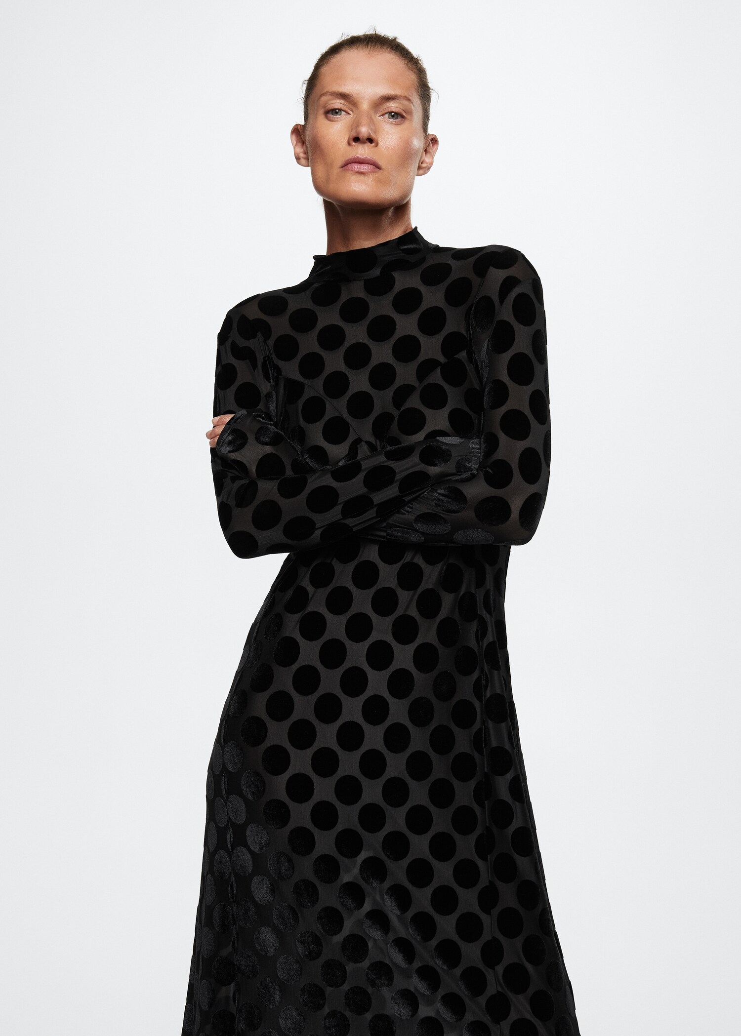 Polka-dot turtleneck dress - Medium plane