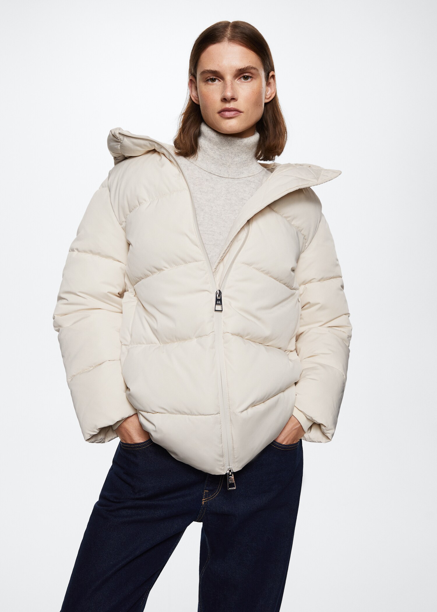 Hood quilted coat - Medium plane