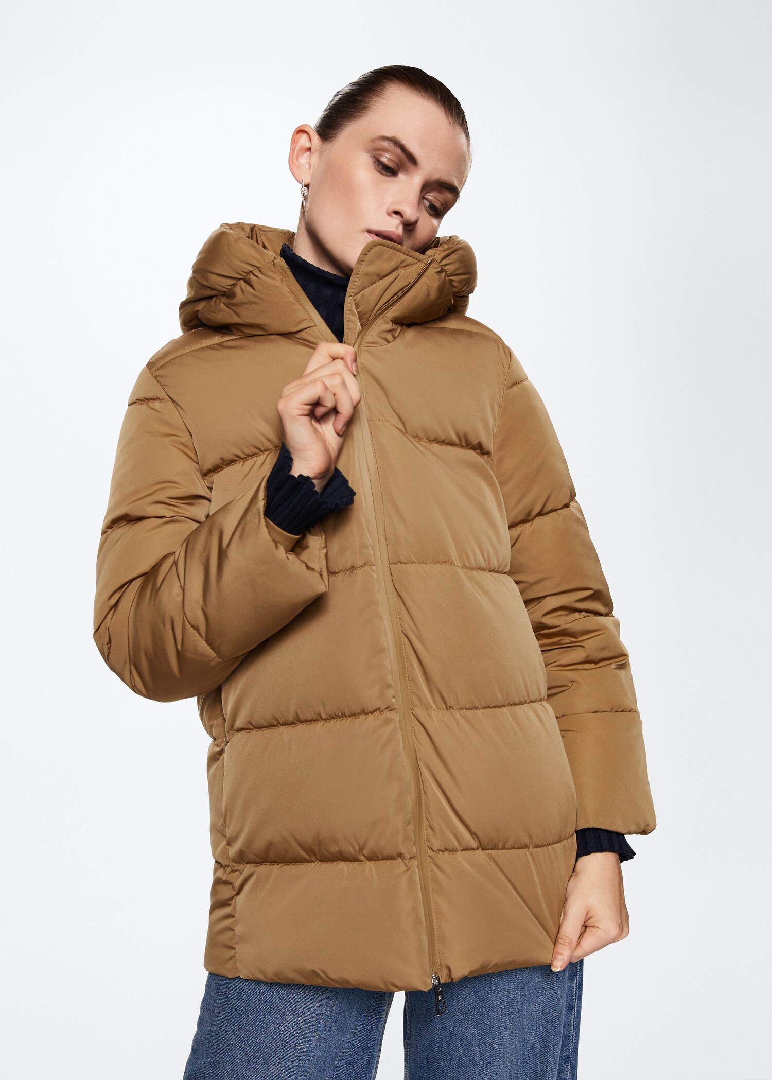 Hood quilted coat - Medium plane