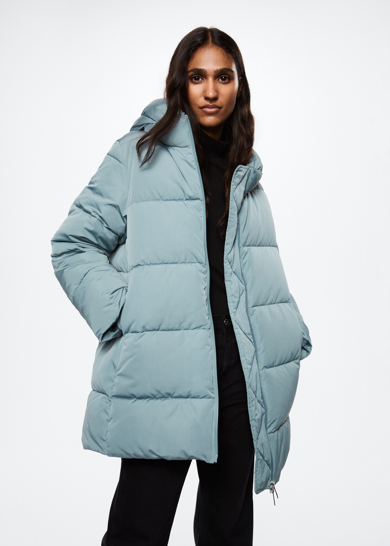 Hood quilted coat - Medium plane