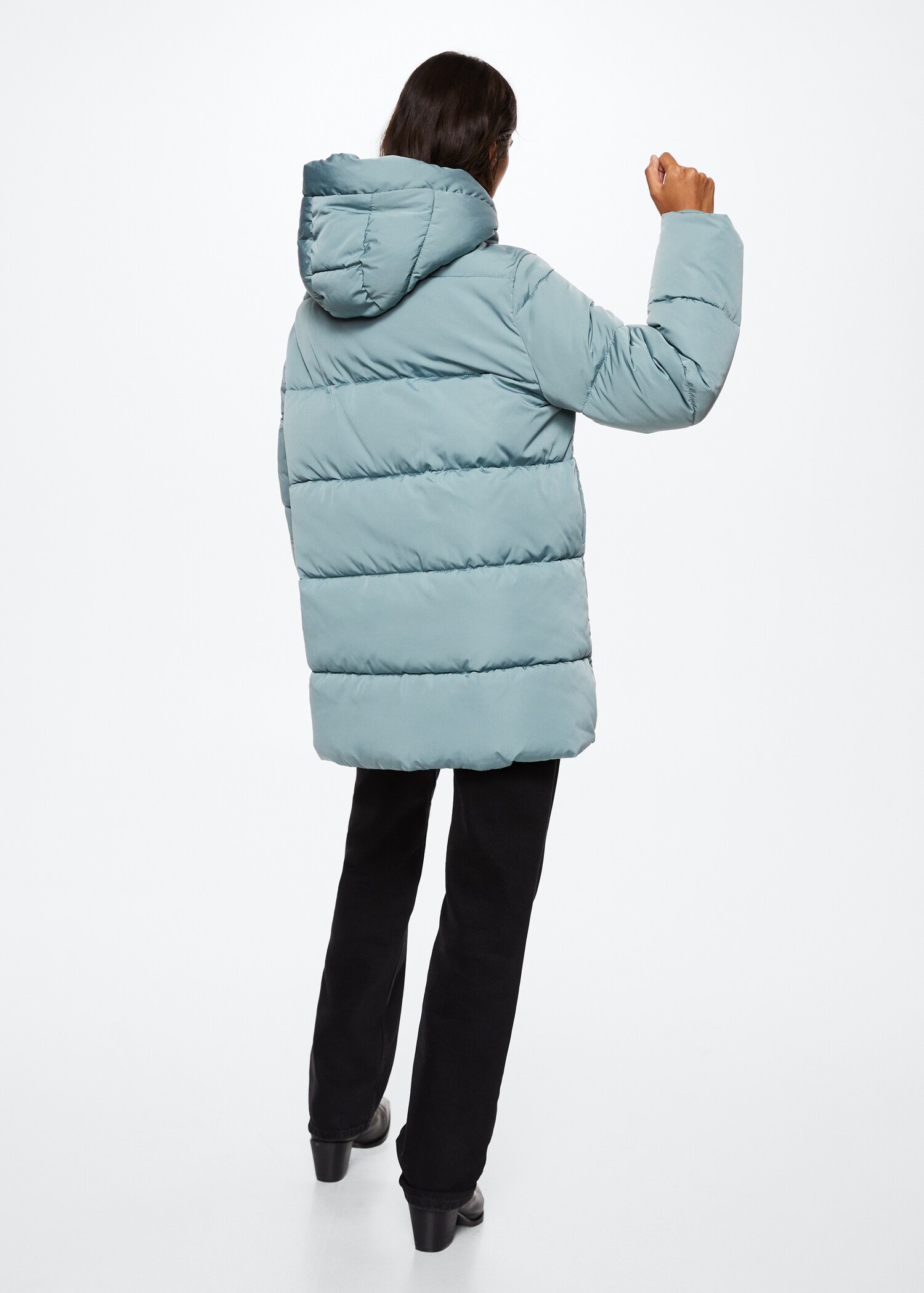 Hood quilted coat - Reverse of the article