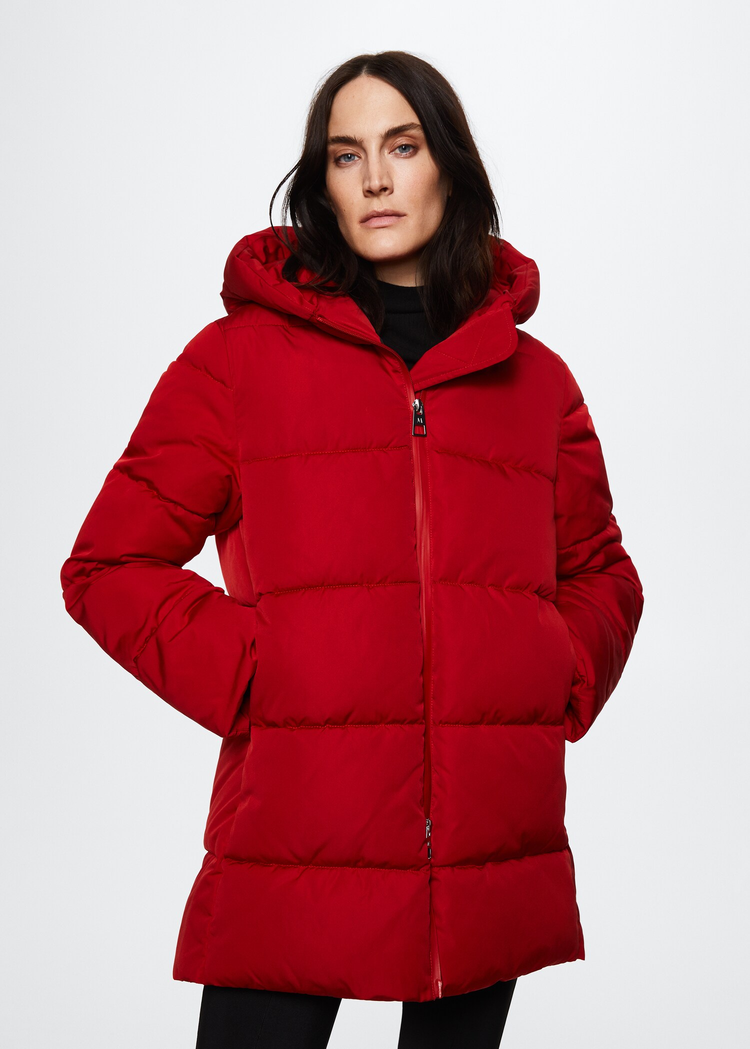Hood quilted coat - Medium plane