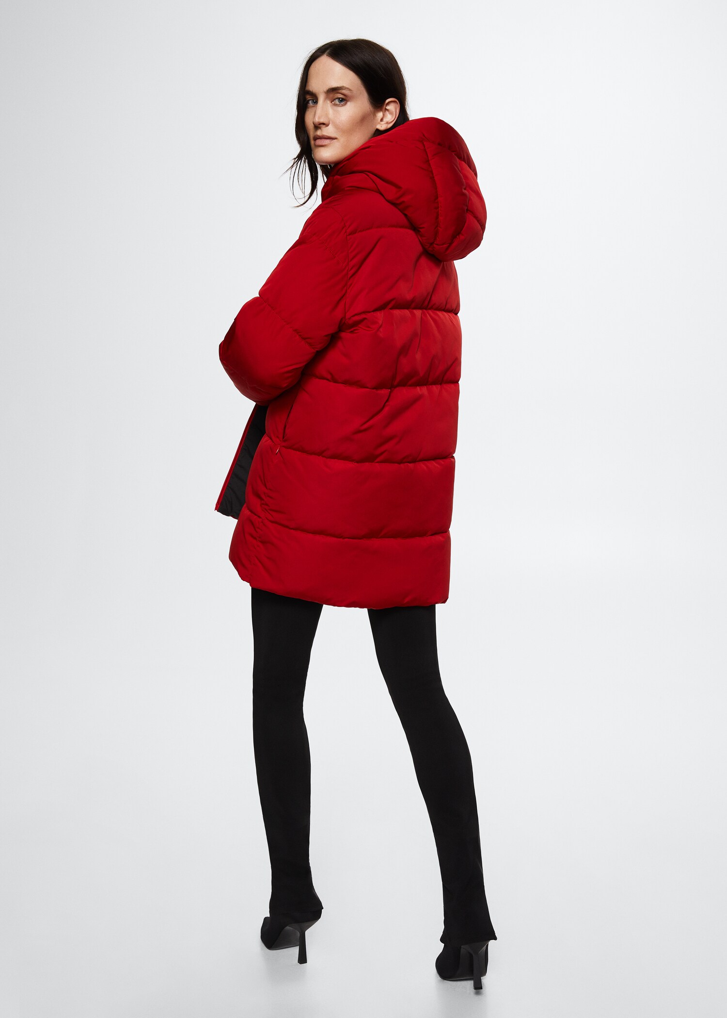 Hood quilted coat - Reverse of the article