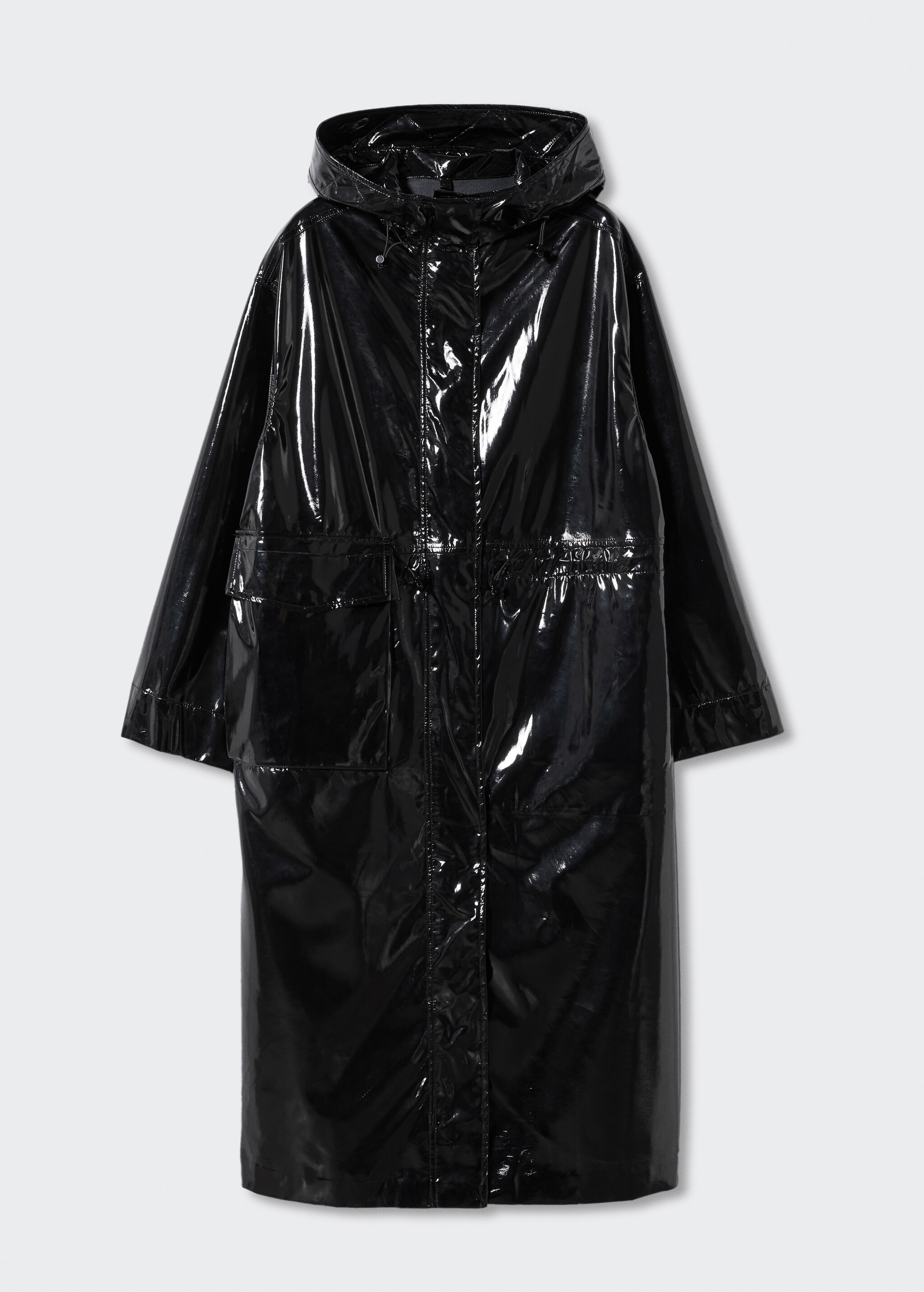 Patent leather hooded parka - Article without model