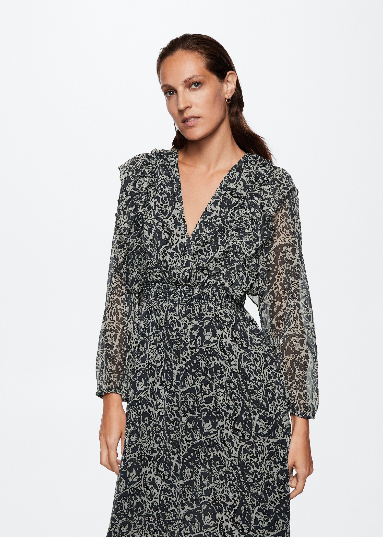 Vestido gasa paisley - Plano medio