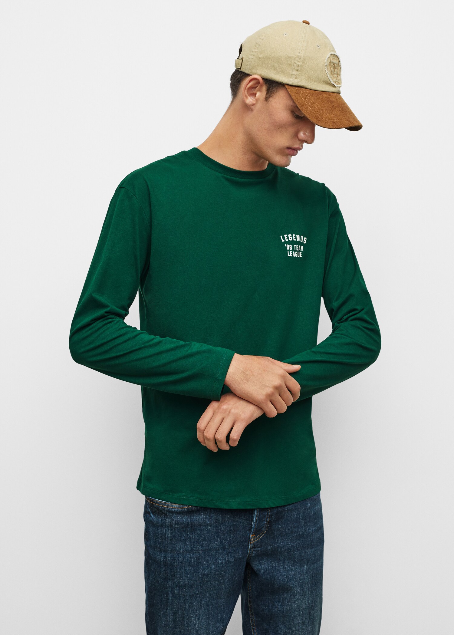 Bedrucktes Baumwoll-T-Shirt - Mittlere Ansicht