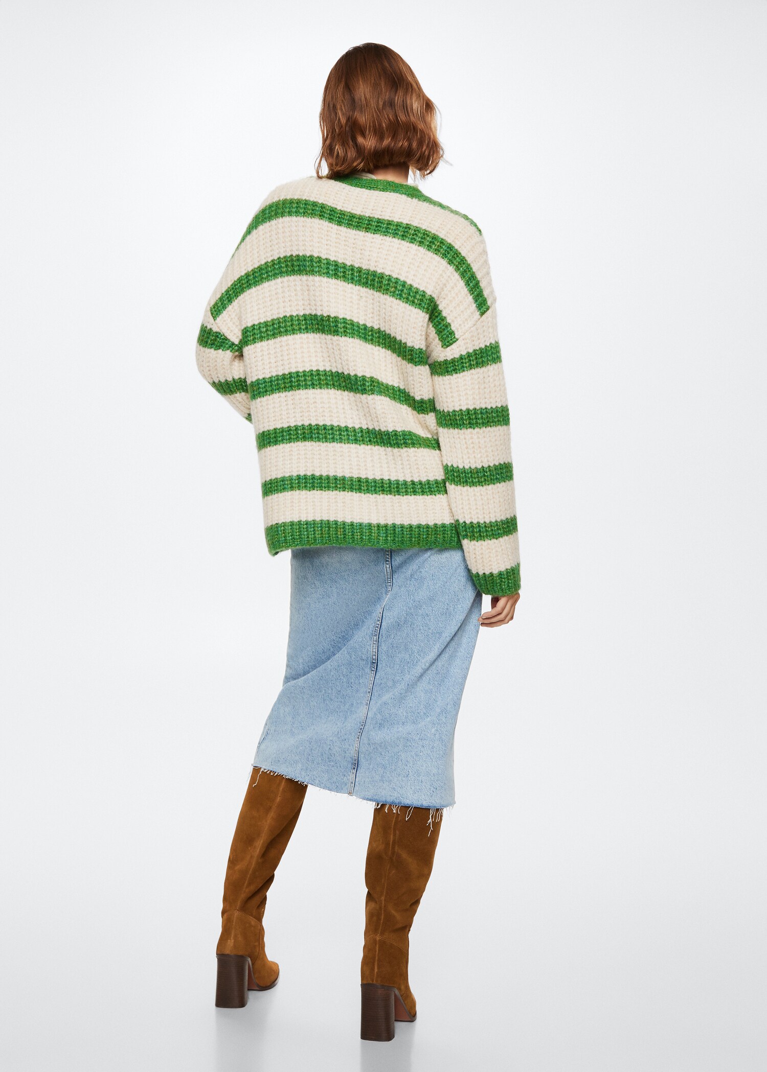 Striped cardigan with buttons - Reverse of the article