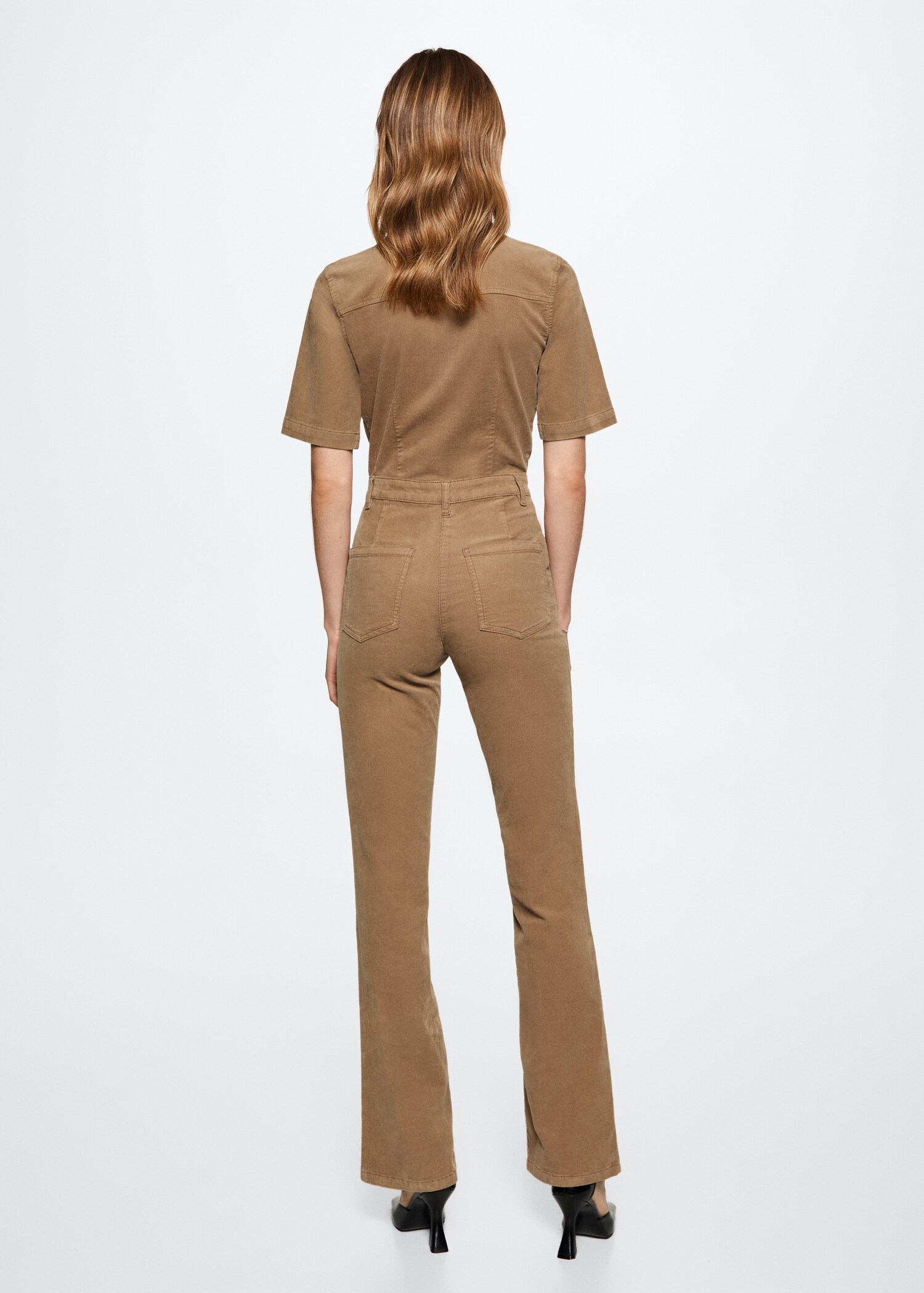 Corduroy flare pinafore jumpsuit - Reverse of the article