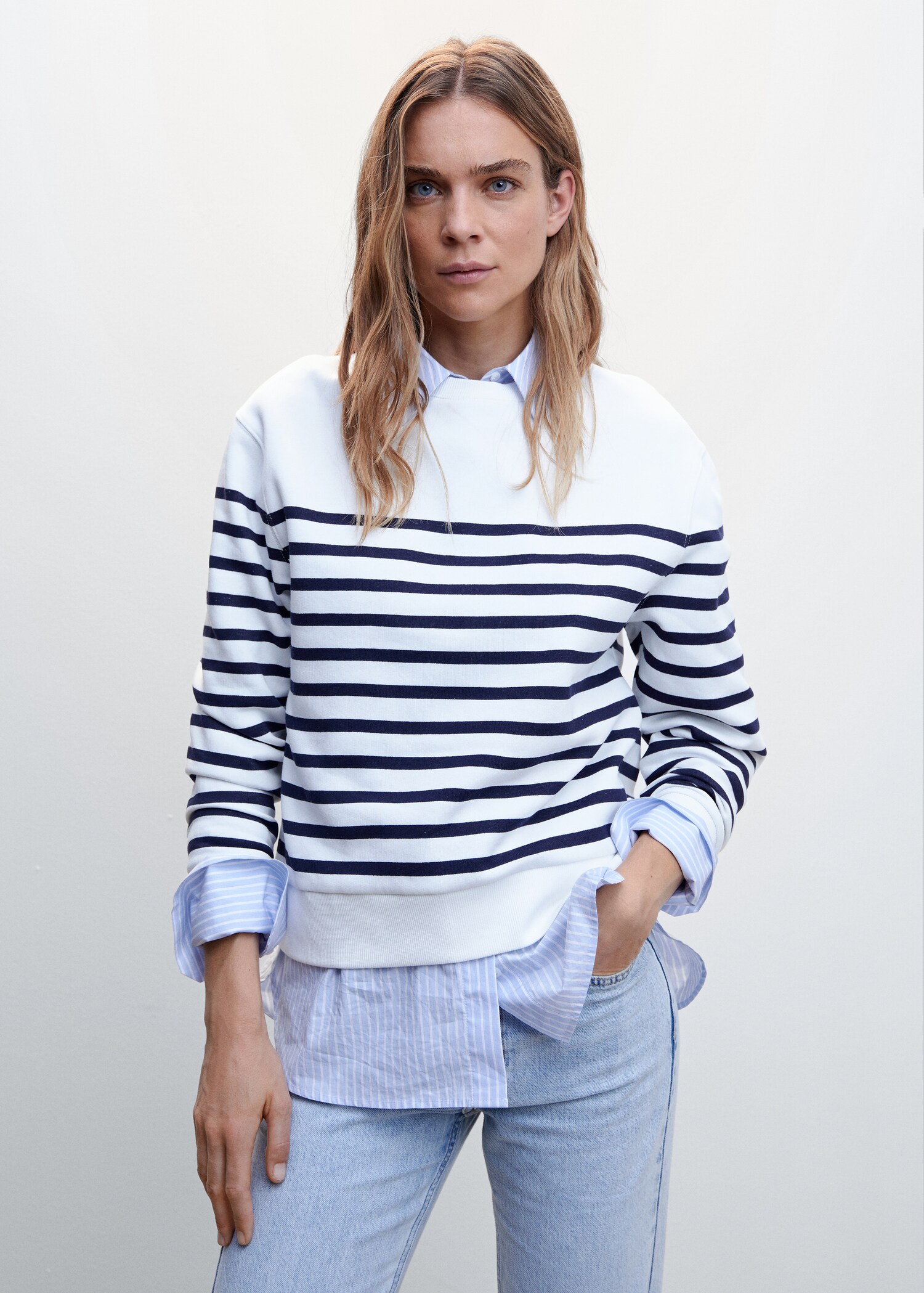 Sweat-shirt coton rayures - Plan moyen