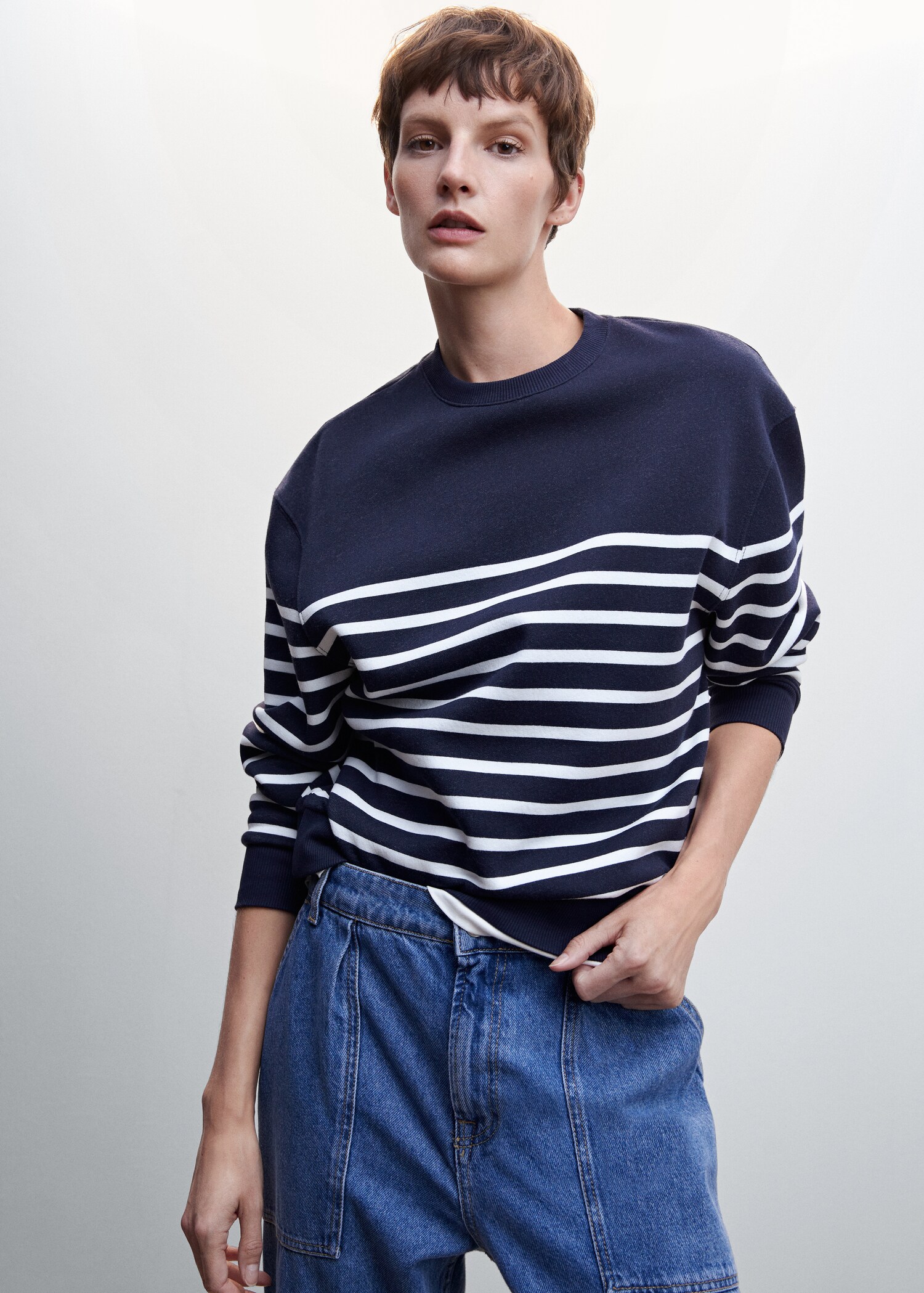 Striped cotton-blend sweatshirt - Medium plane