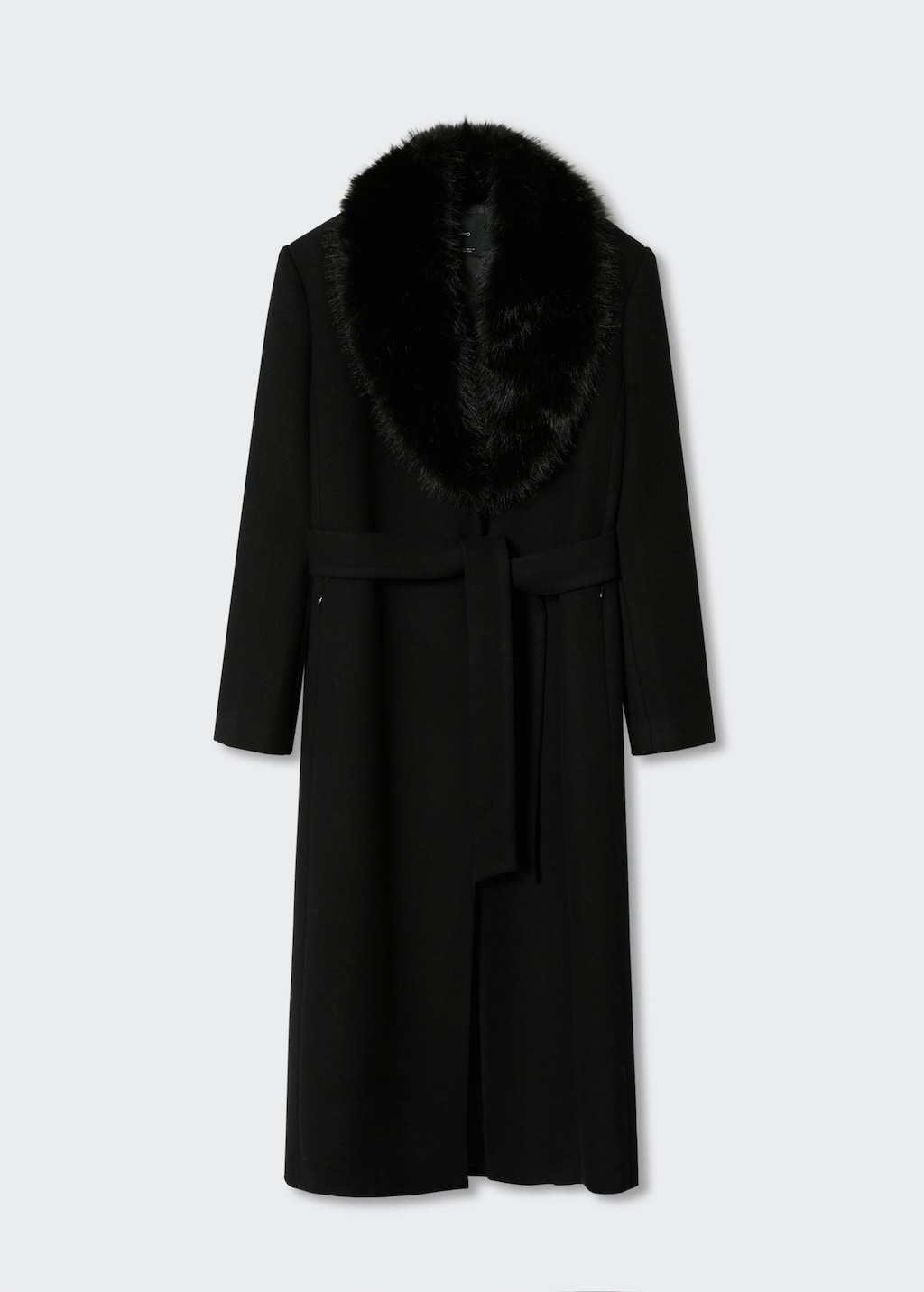 Detachable wool coat with fur effect collar Women MANGO Myanmar