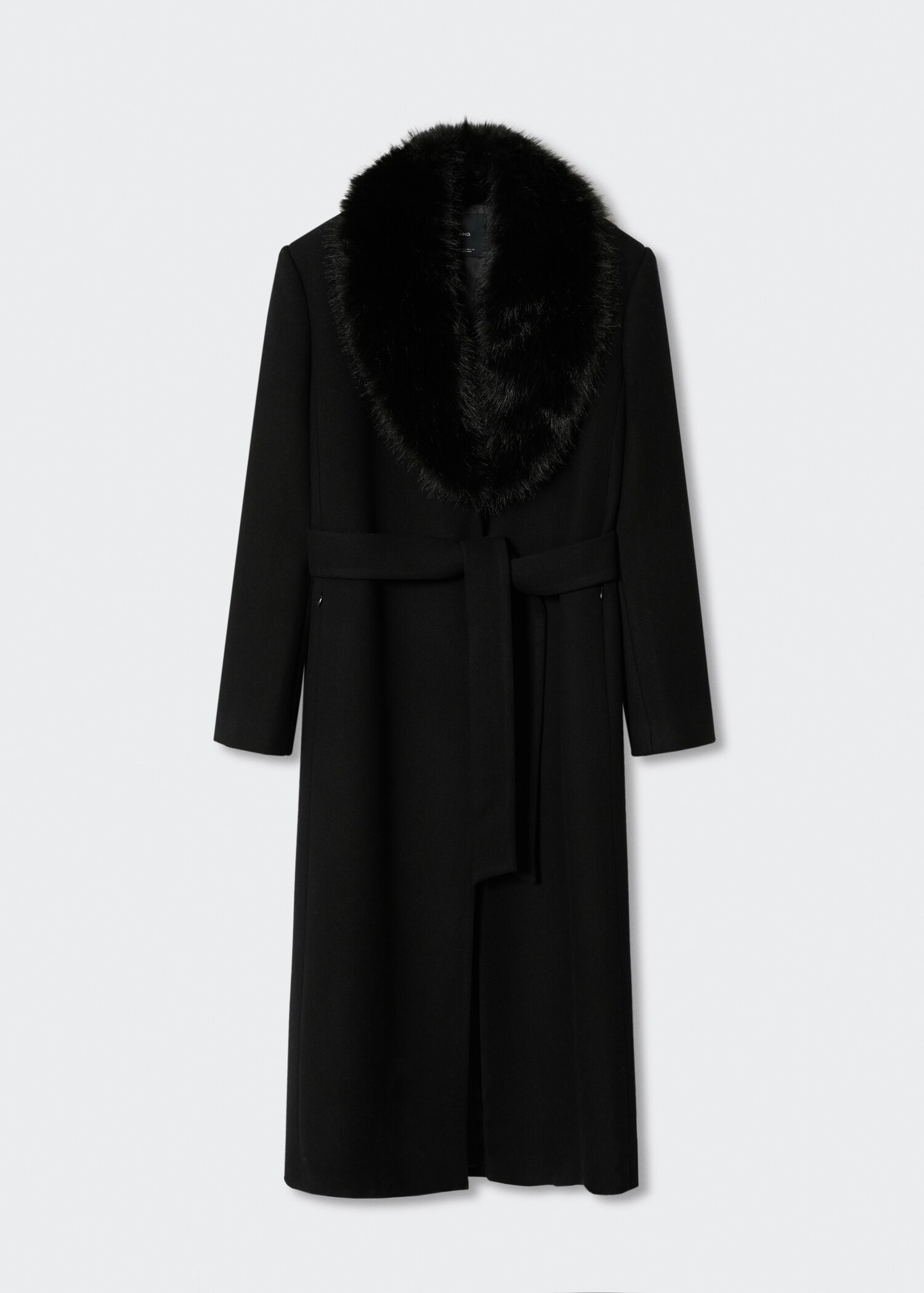 Manteau laine col fausse fourrure amovible - Article sans modèle