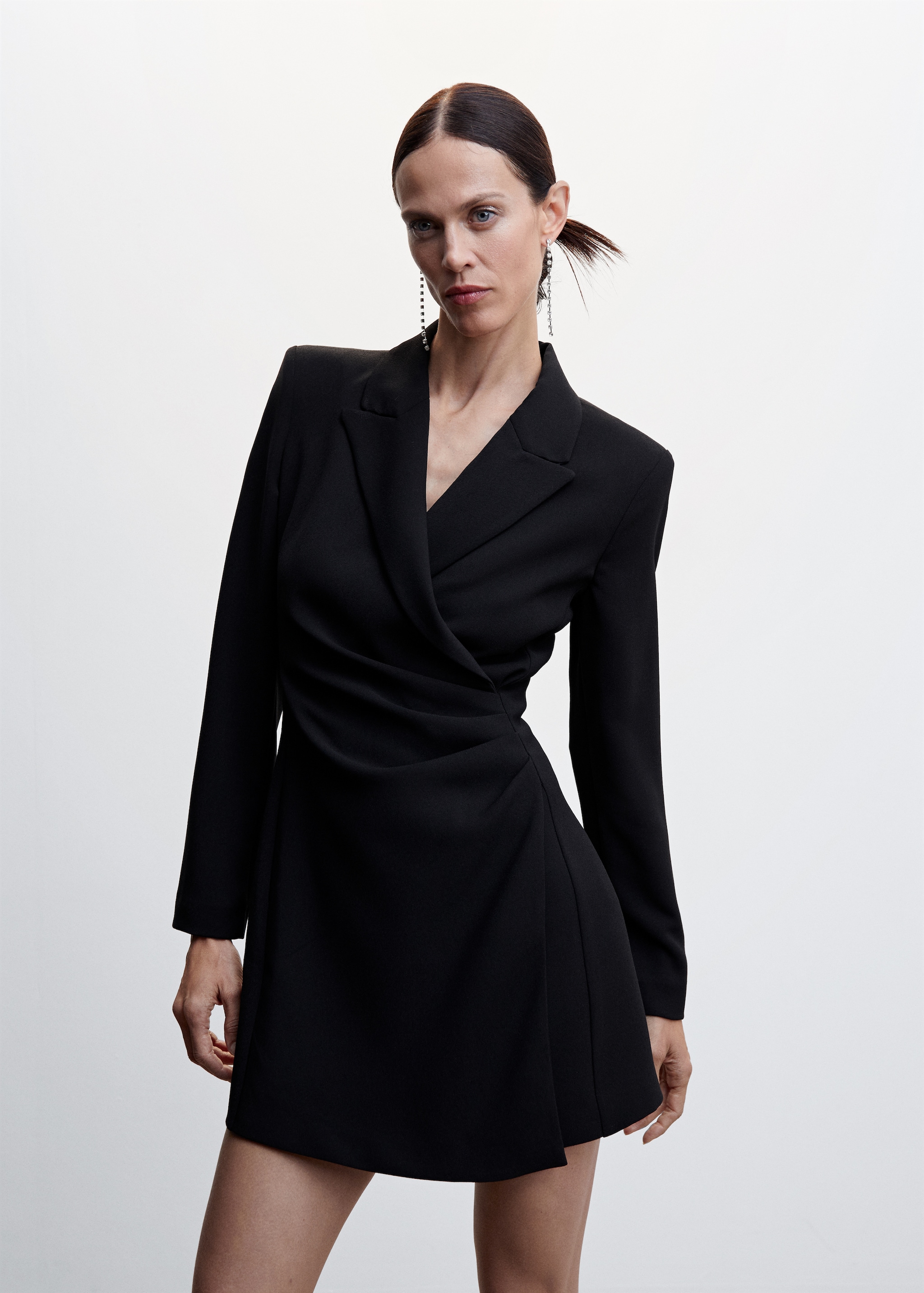 Robe Droite Robe Noire Cache Cache Robe Cache-cœur Revers Femme