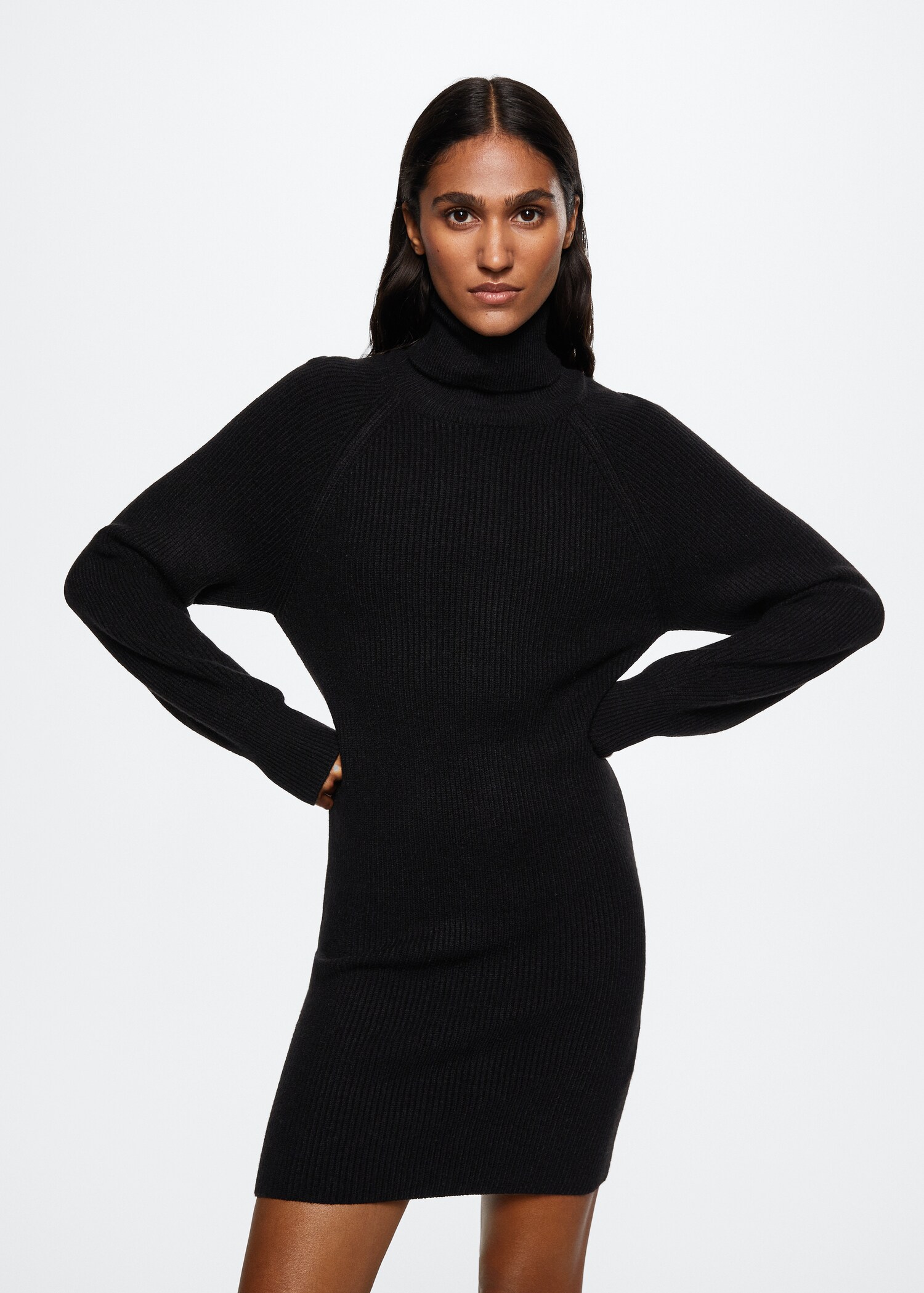 Ribbed turtleneck dress  - Medium plane
