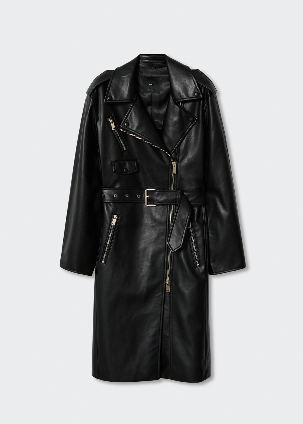 Leather-effect trench coat with zip - Women | MANGO Georgia Leather-effect trench coat with zip - Women | MANGO Georgia