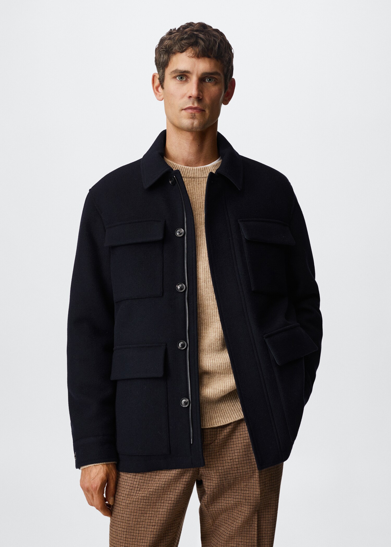 Woll-Mix-Jacke mit Seitentaschen - Mittlere Ansicht