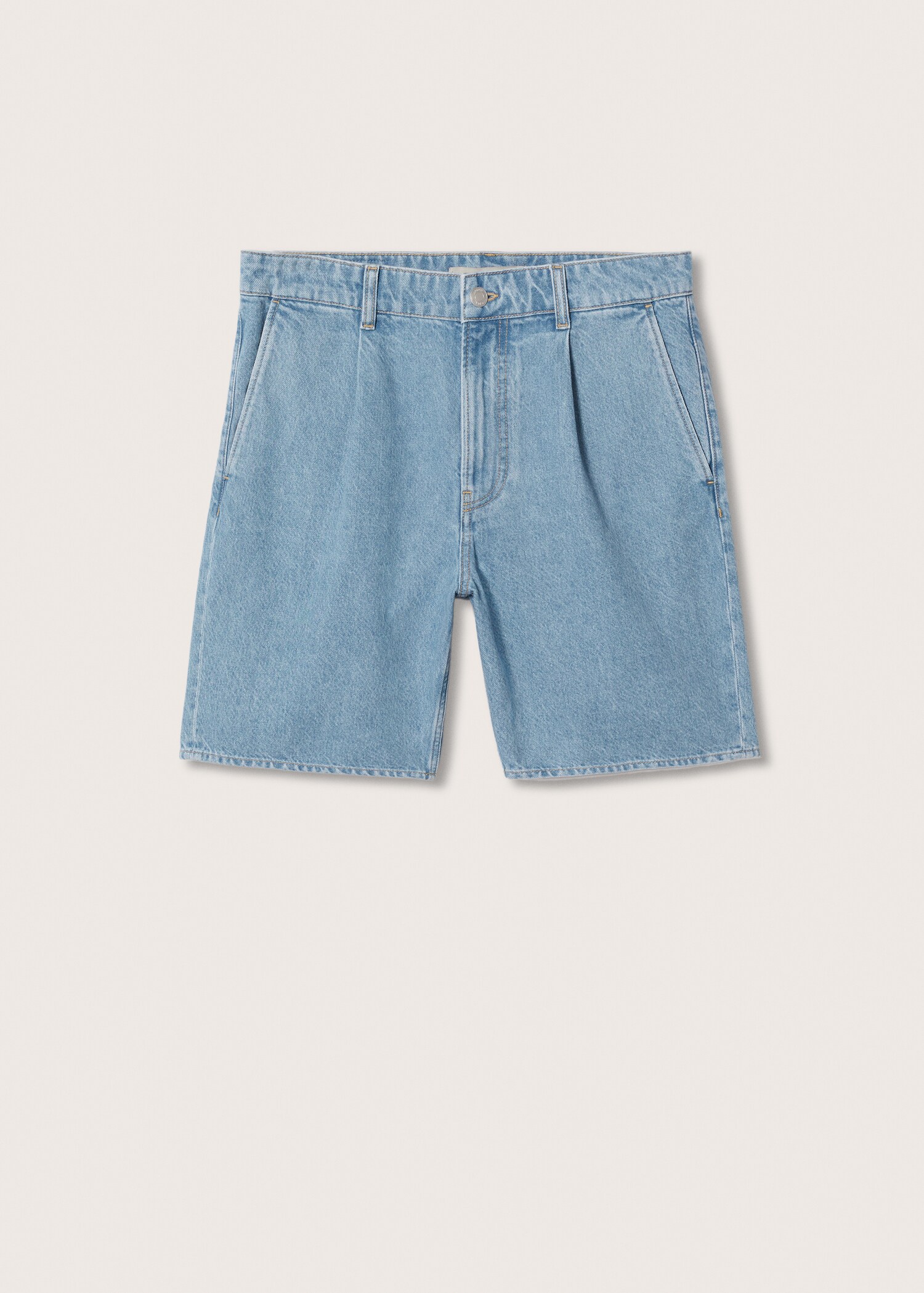 Pleated denim bermuda shorts - Article without model