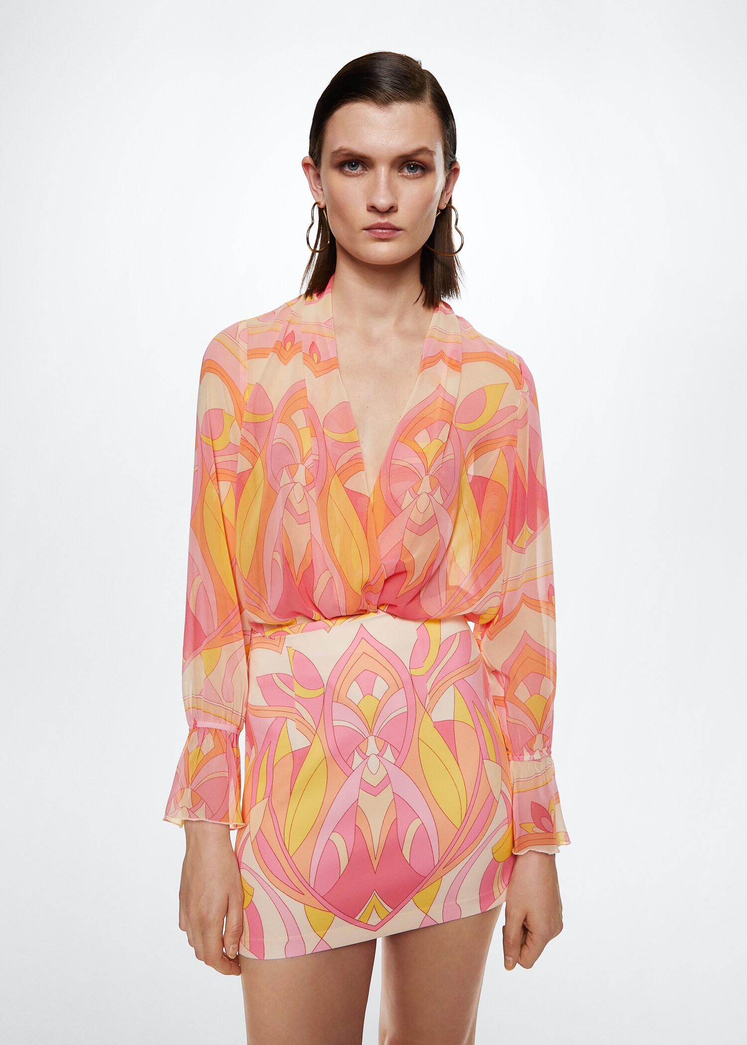Soepelvallende blouse met print - Middenvlak