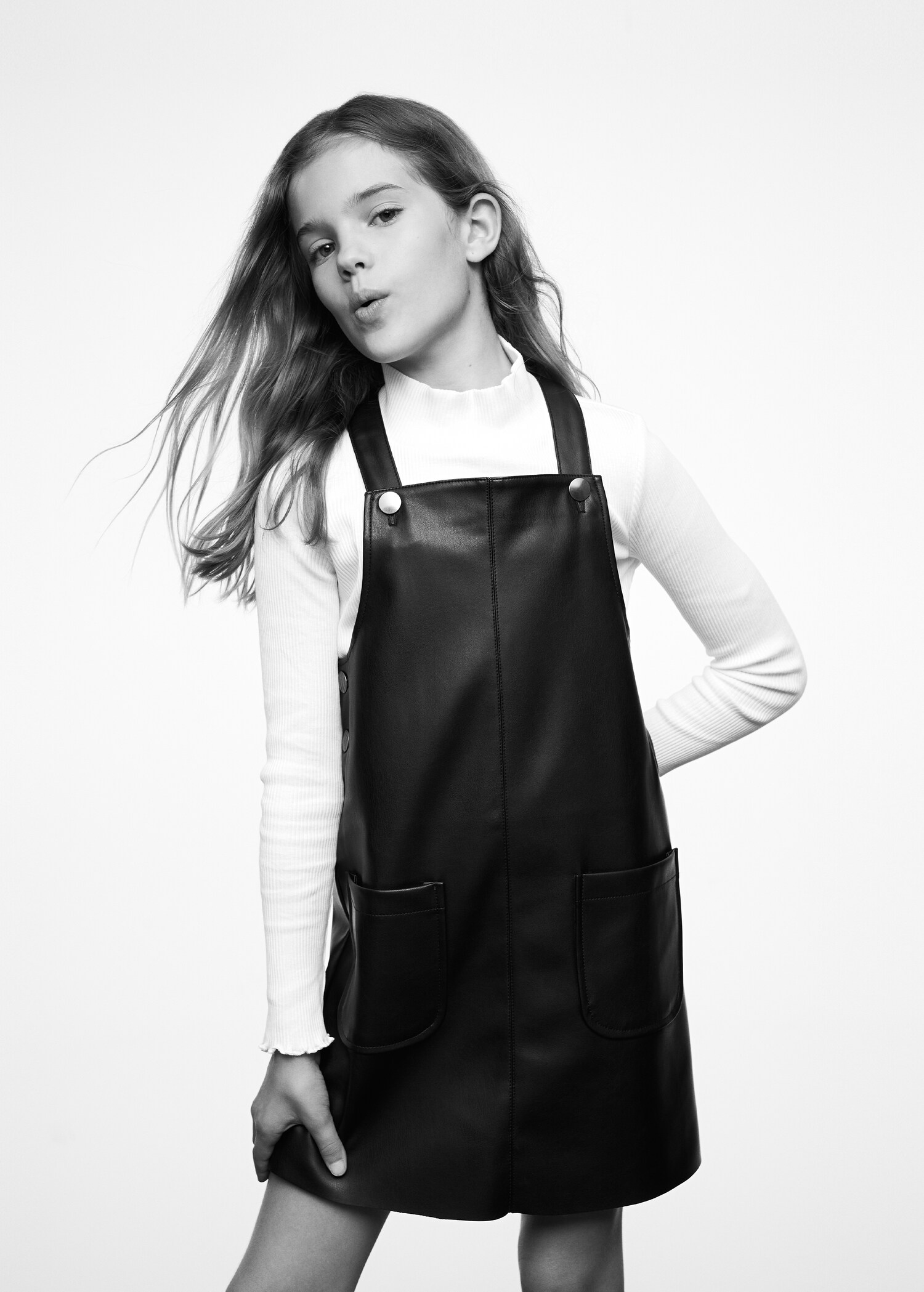 Faux-leather pinafore dress - Details of the article 1