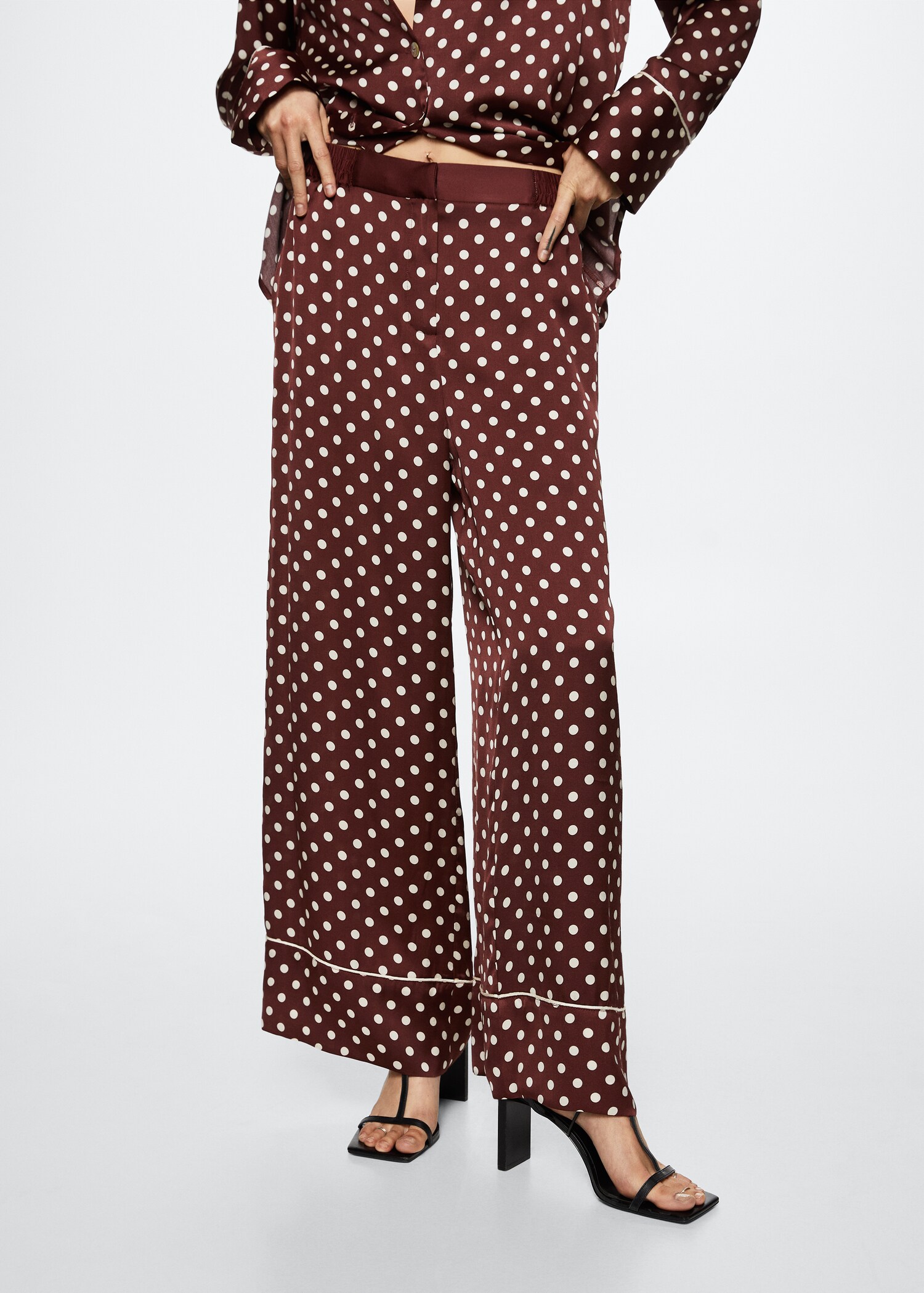Polka-dot satin pants - Medium plane