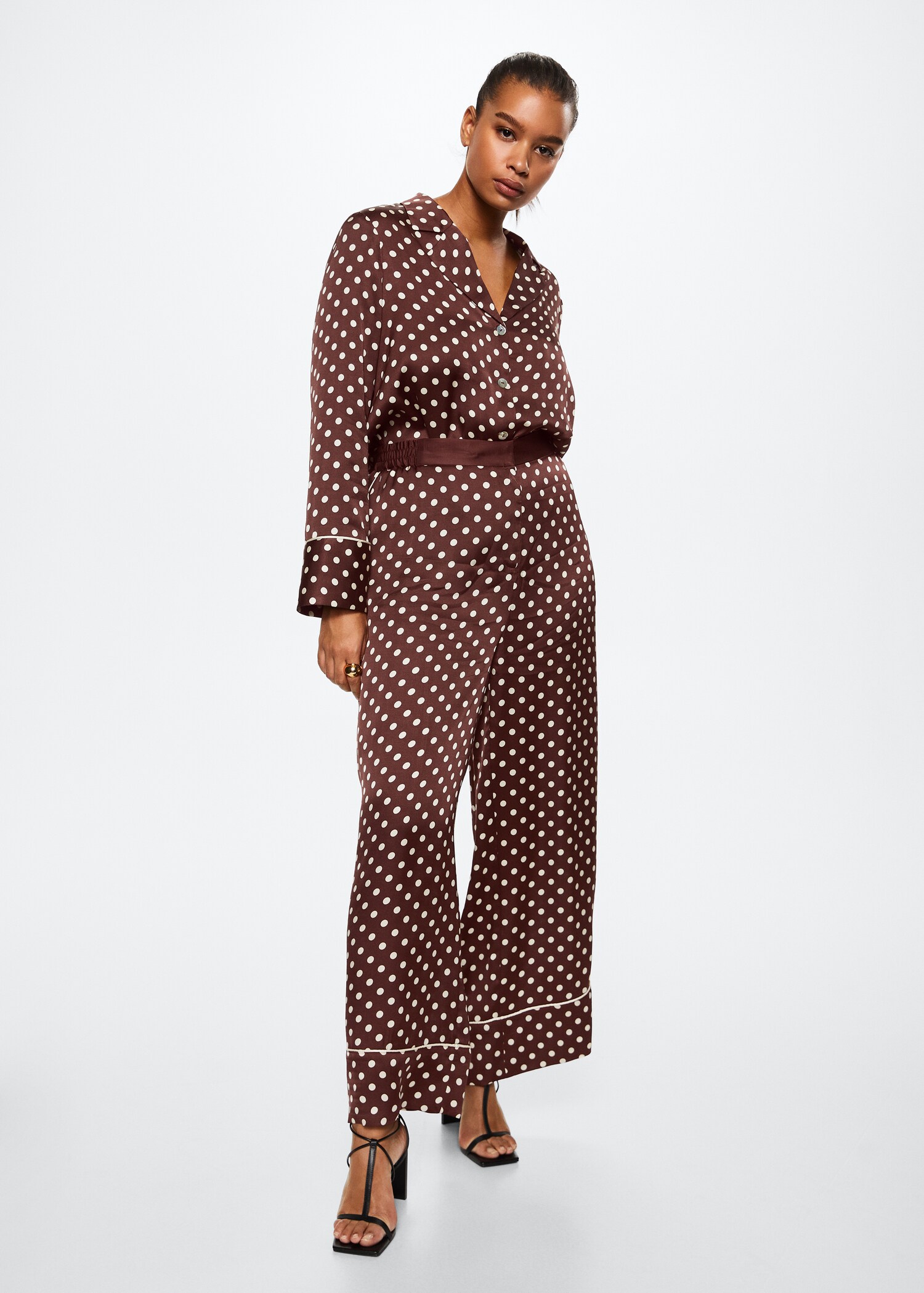 Polka-dot satin pants - Details of the article 4