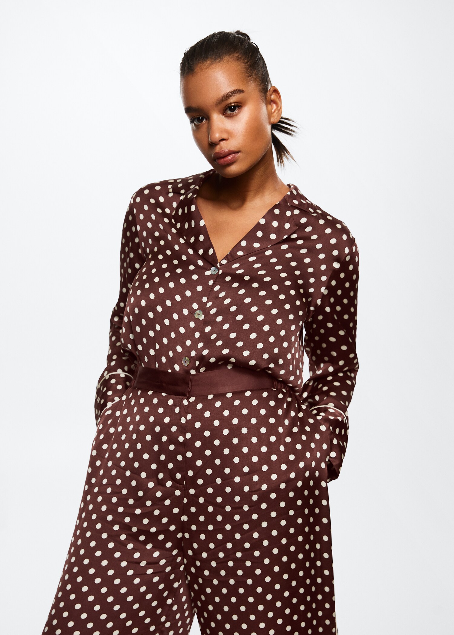 Polka-dot satin pants - Details of the article 5