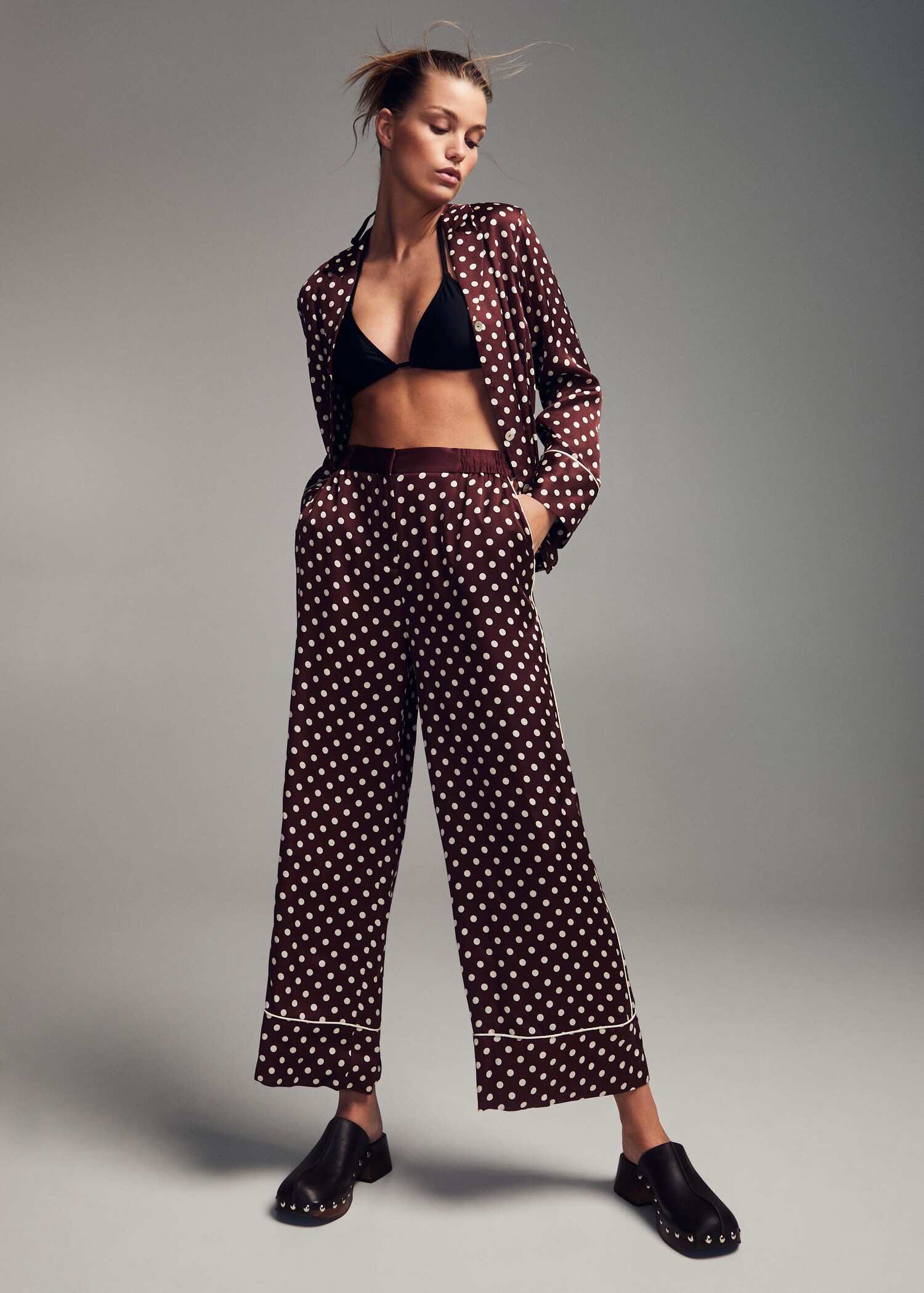 Polka-dot satin pants - Details of the article 6