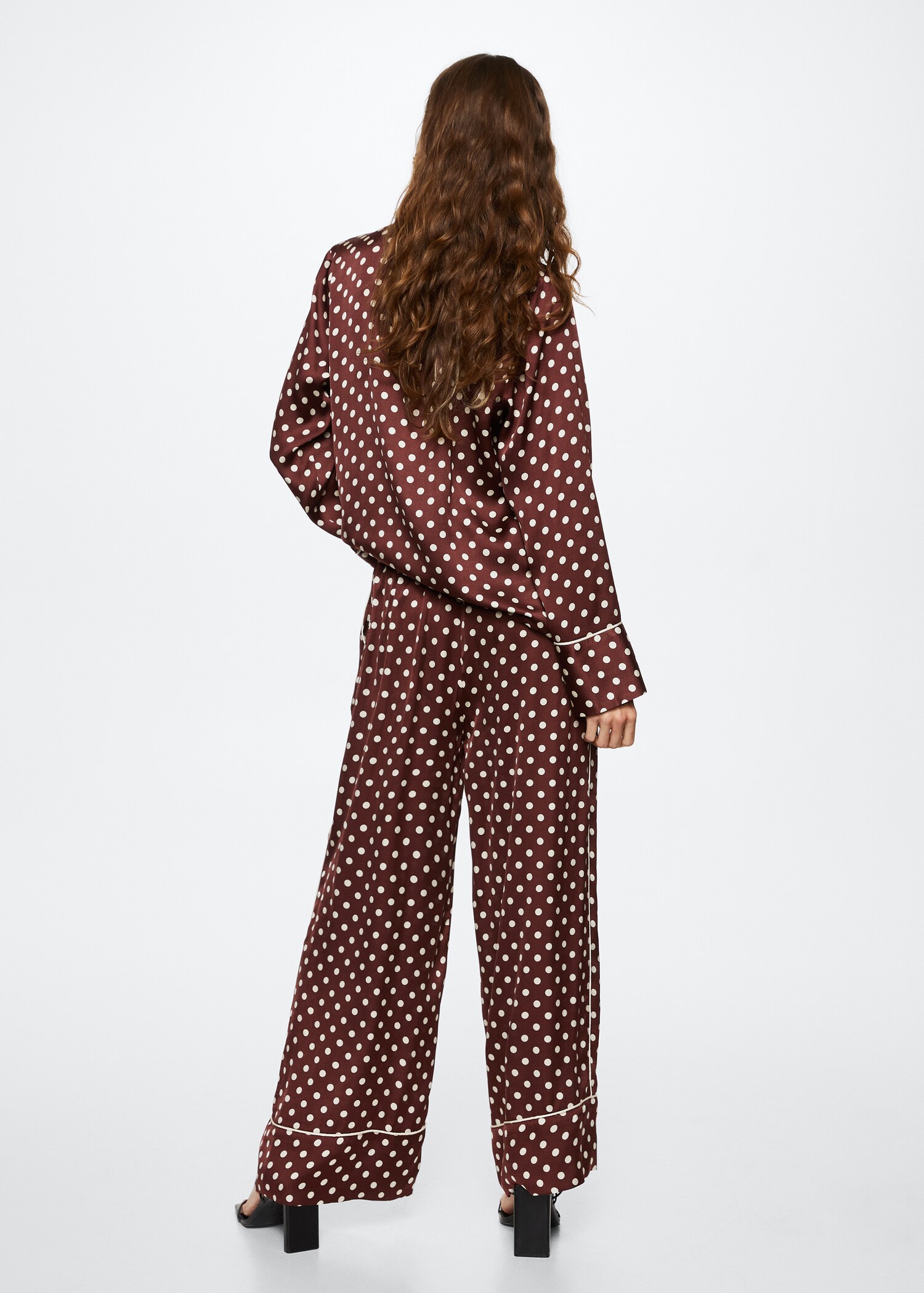 Polka-dot satin pants - Reverse of the article