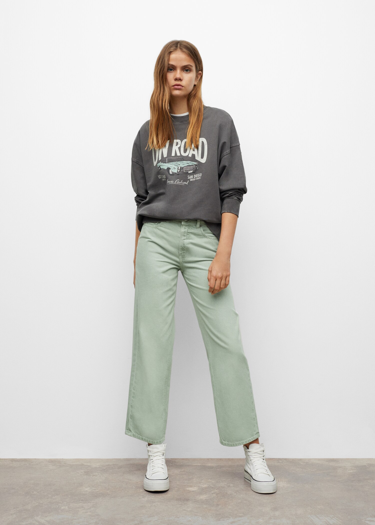 High waist straight jeans - Medium plane