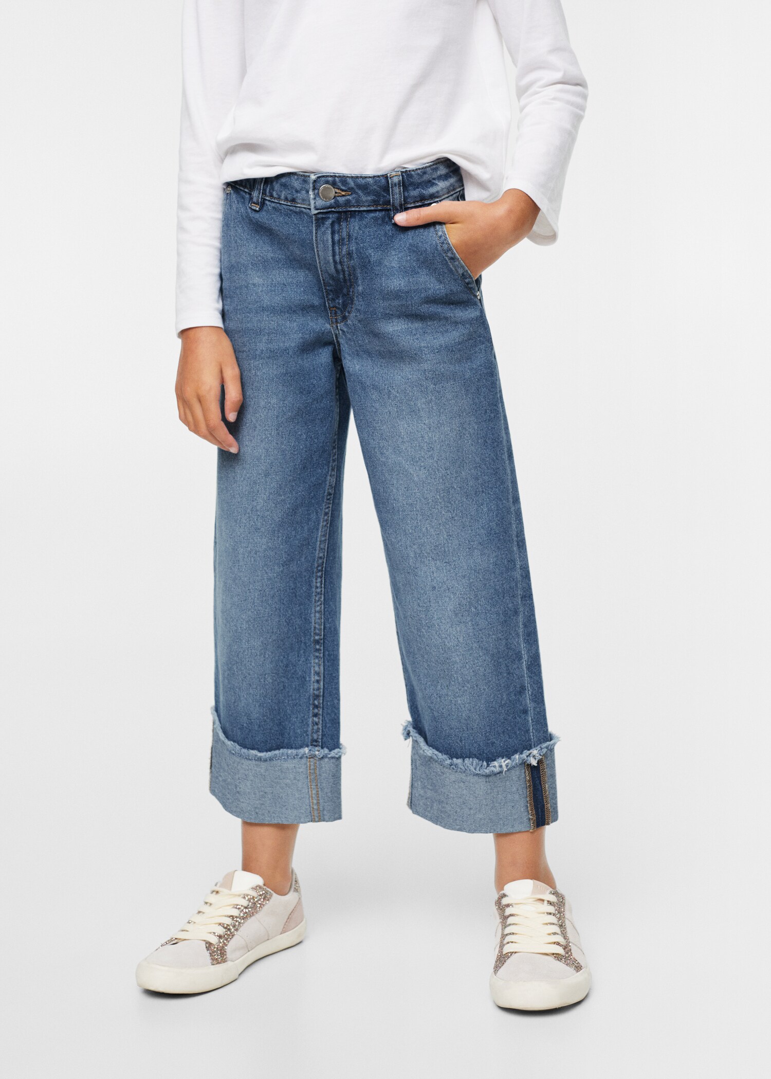 Jeans diritti bordo inferiore con risvolto - Dettaglio dell'articolo 1