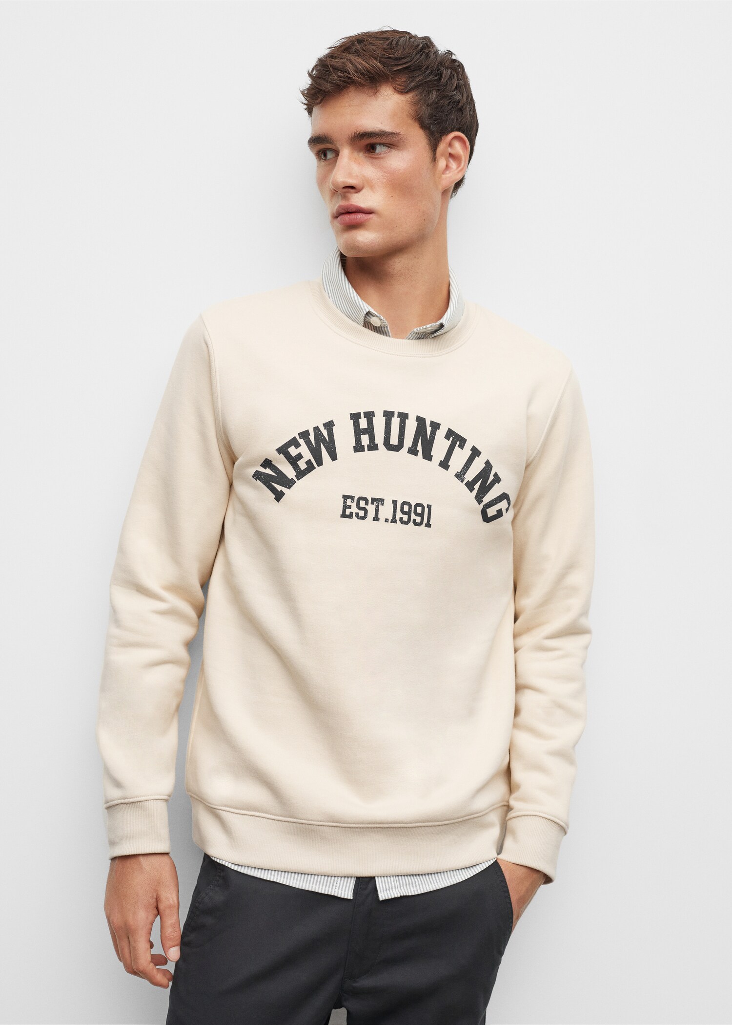 Mønstret sweatshirt i bomull - Halvtotal bildeutsnitt