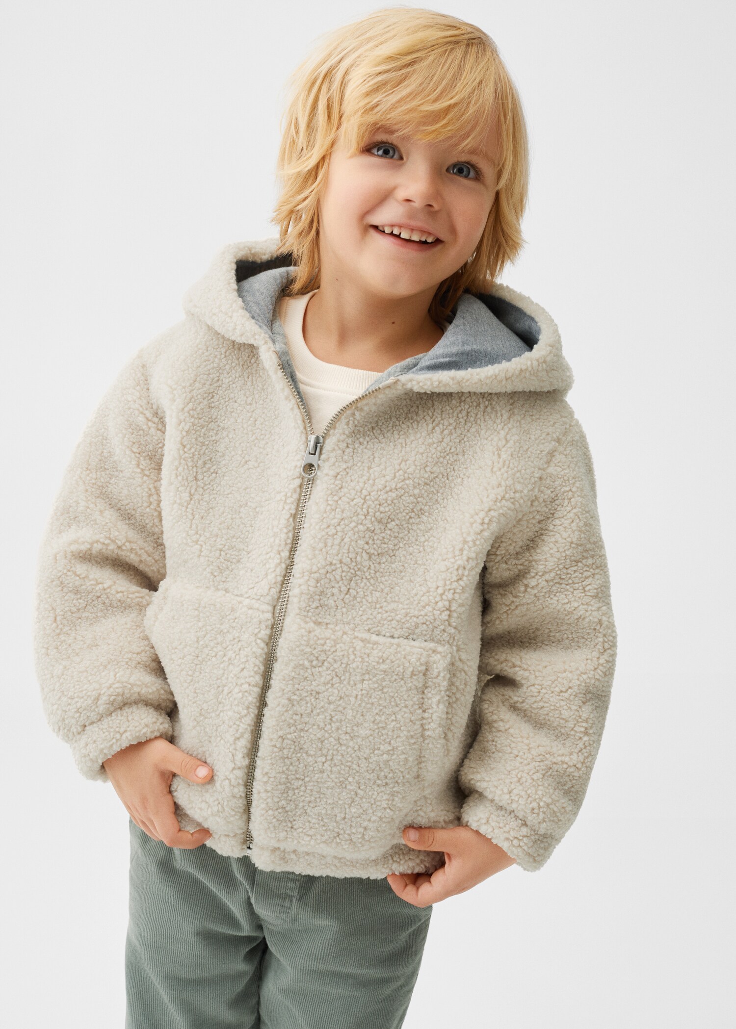 Shearling-effect hooded coat - Medium plane