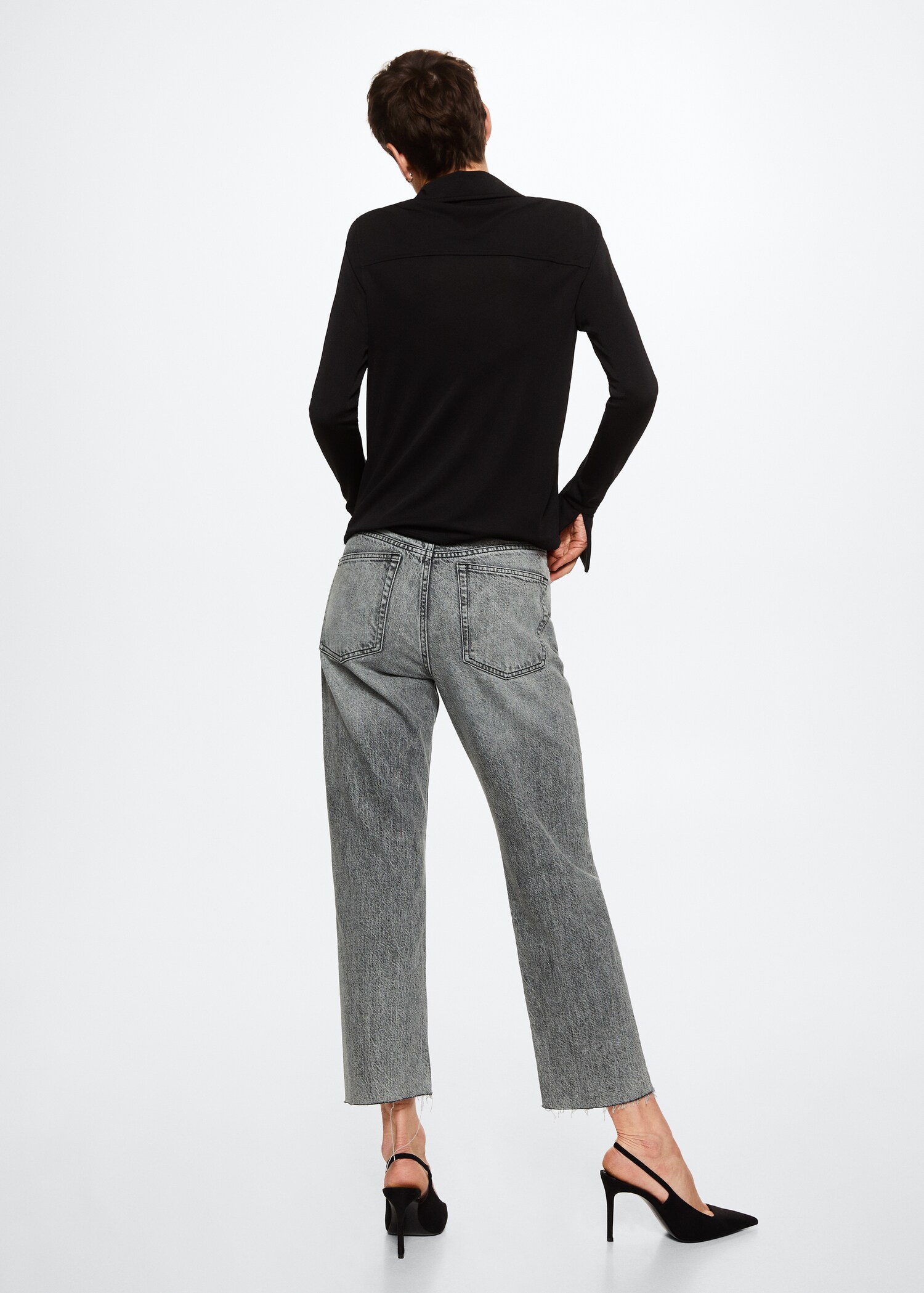 Jeans rectos tiro alto crop - Reverso del artículo