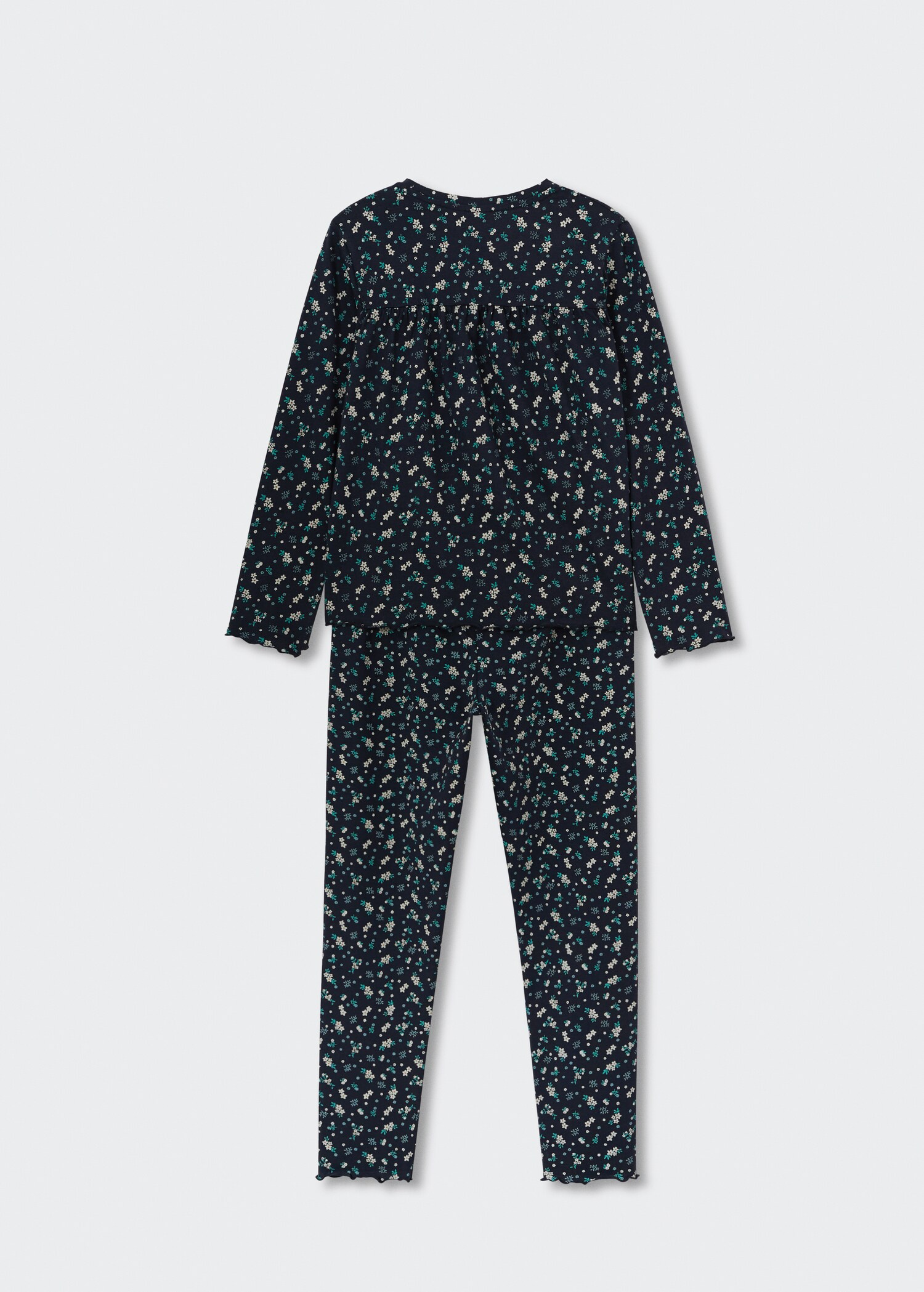 Baumwoll-Pyjama mit Blumenmuster - Rückseite des Artikels